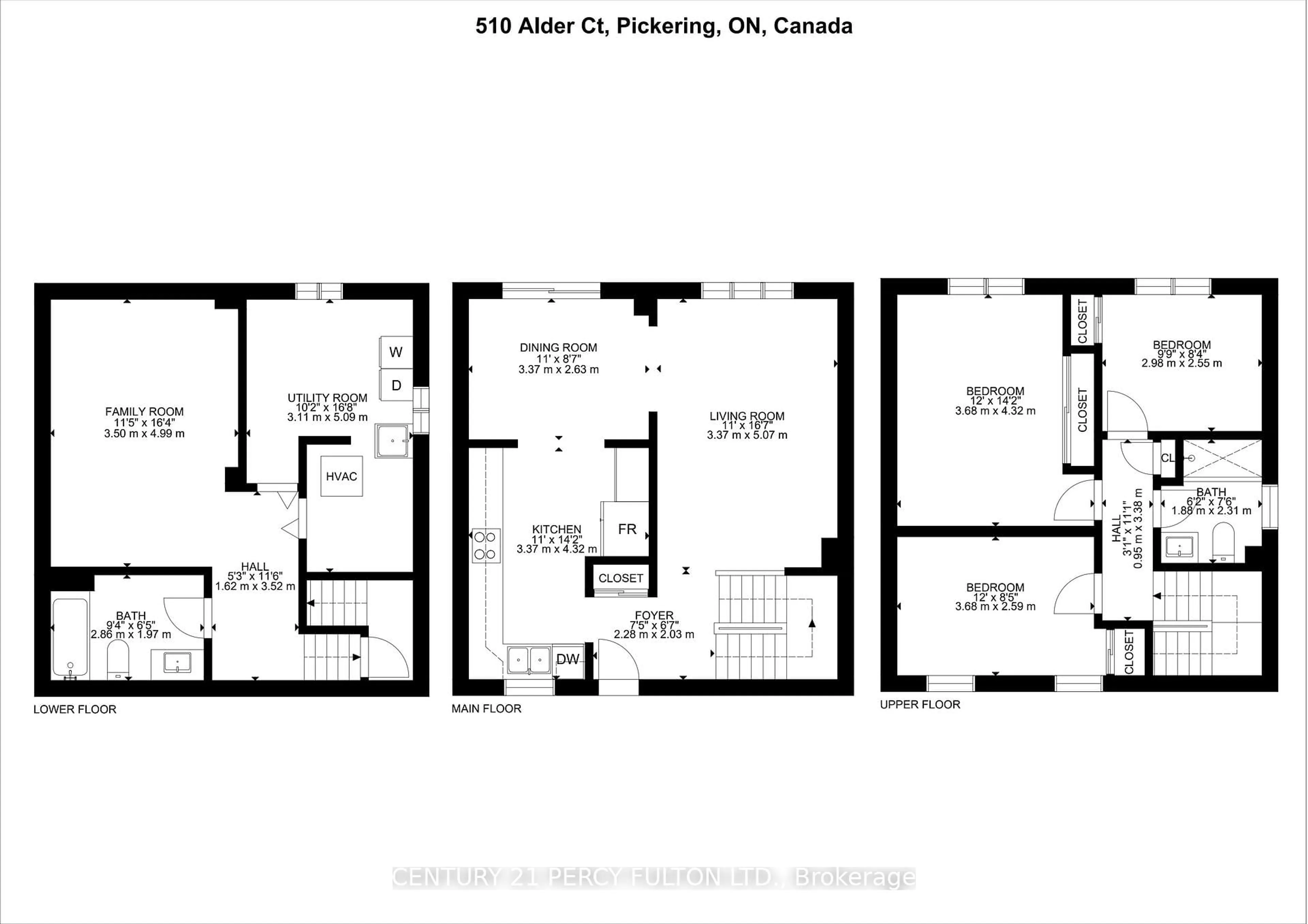 Floor plan for 510 Alder Crt, Pickering Ontario L1V 4T1