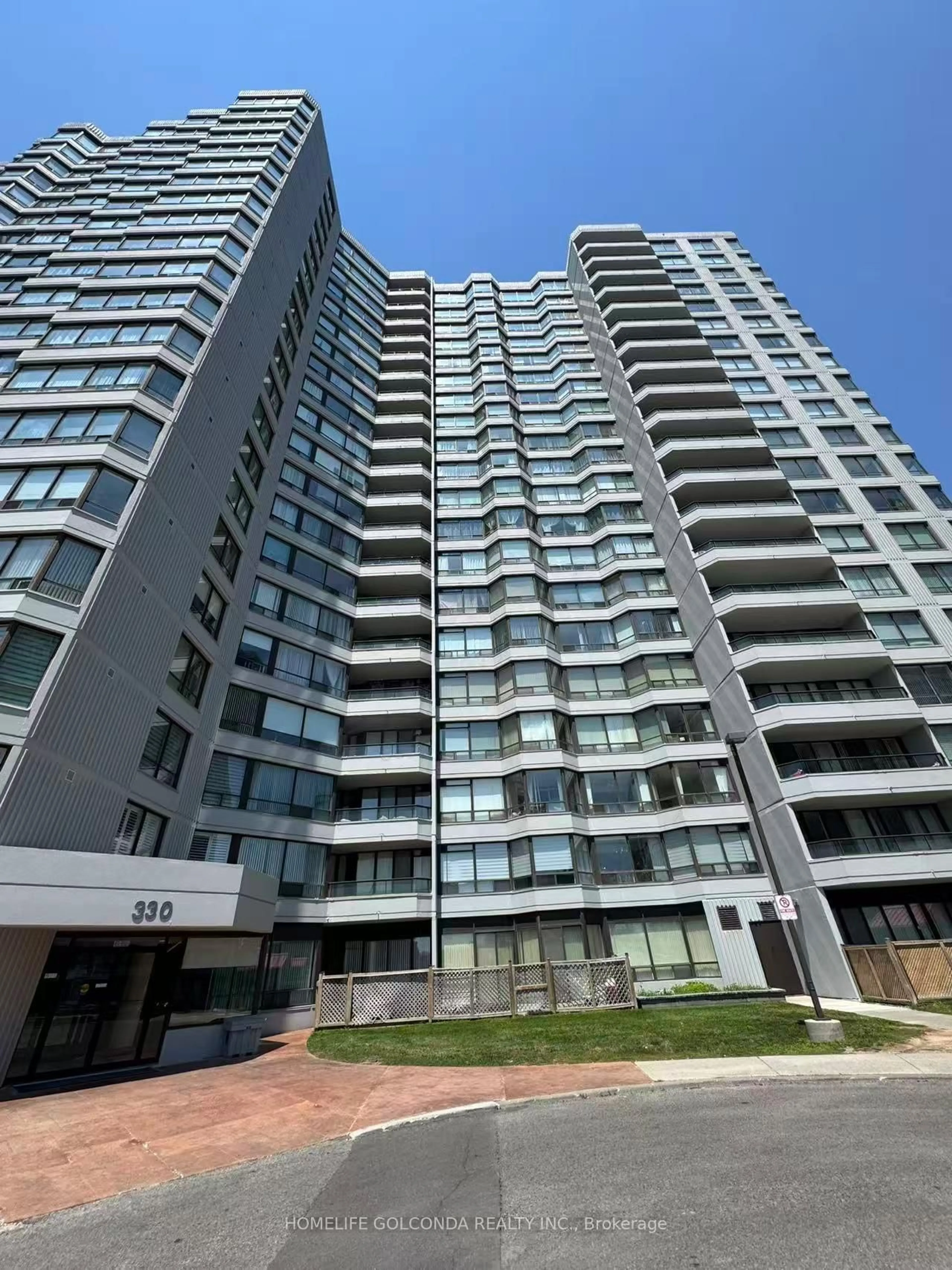 A pic from outside/outdoor area/front of a property/back of a property/a pic from drone, city buildings view from balcony for 330 Alton Towers Circ #912, Toronto Ontario M1V 5H3