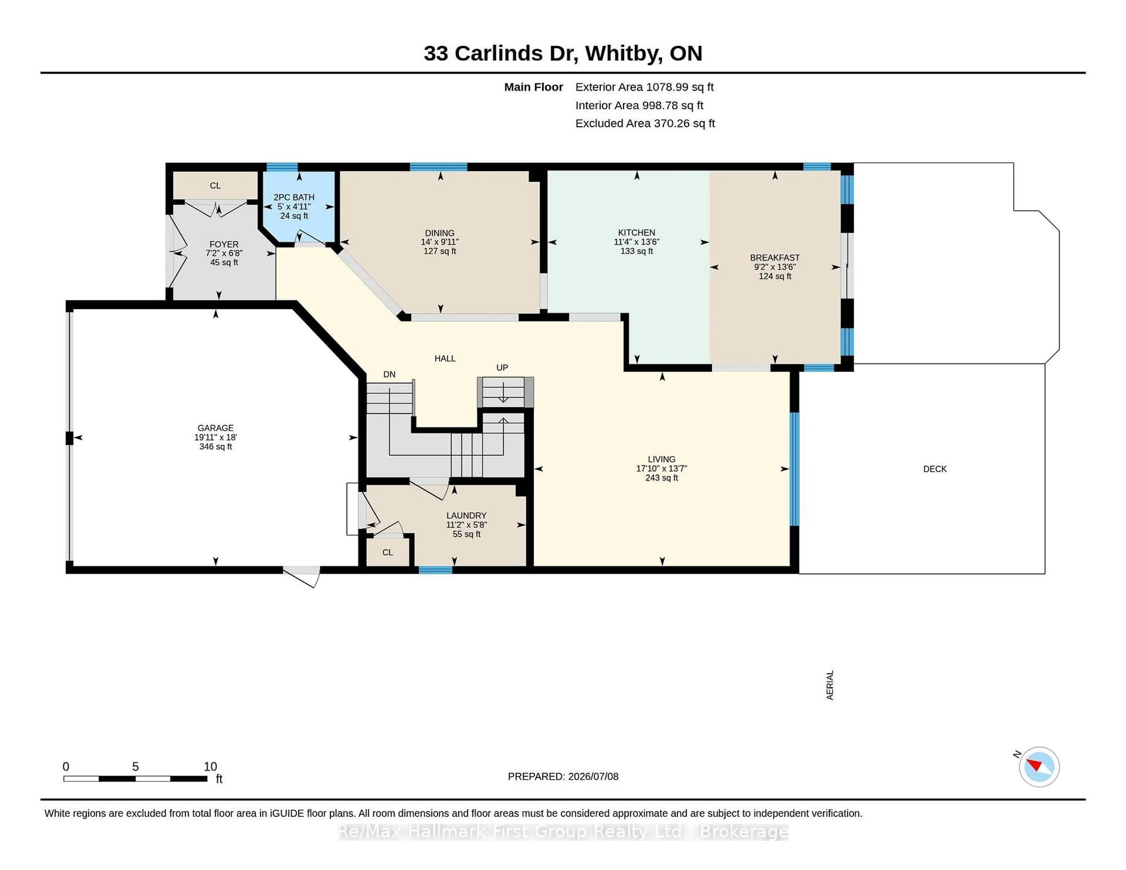 Floor plan for 33 Carlinds Dr, Whitby Ontario L1R 3B9