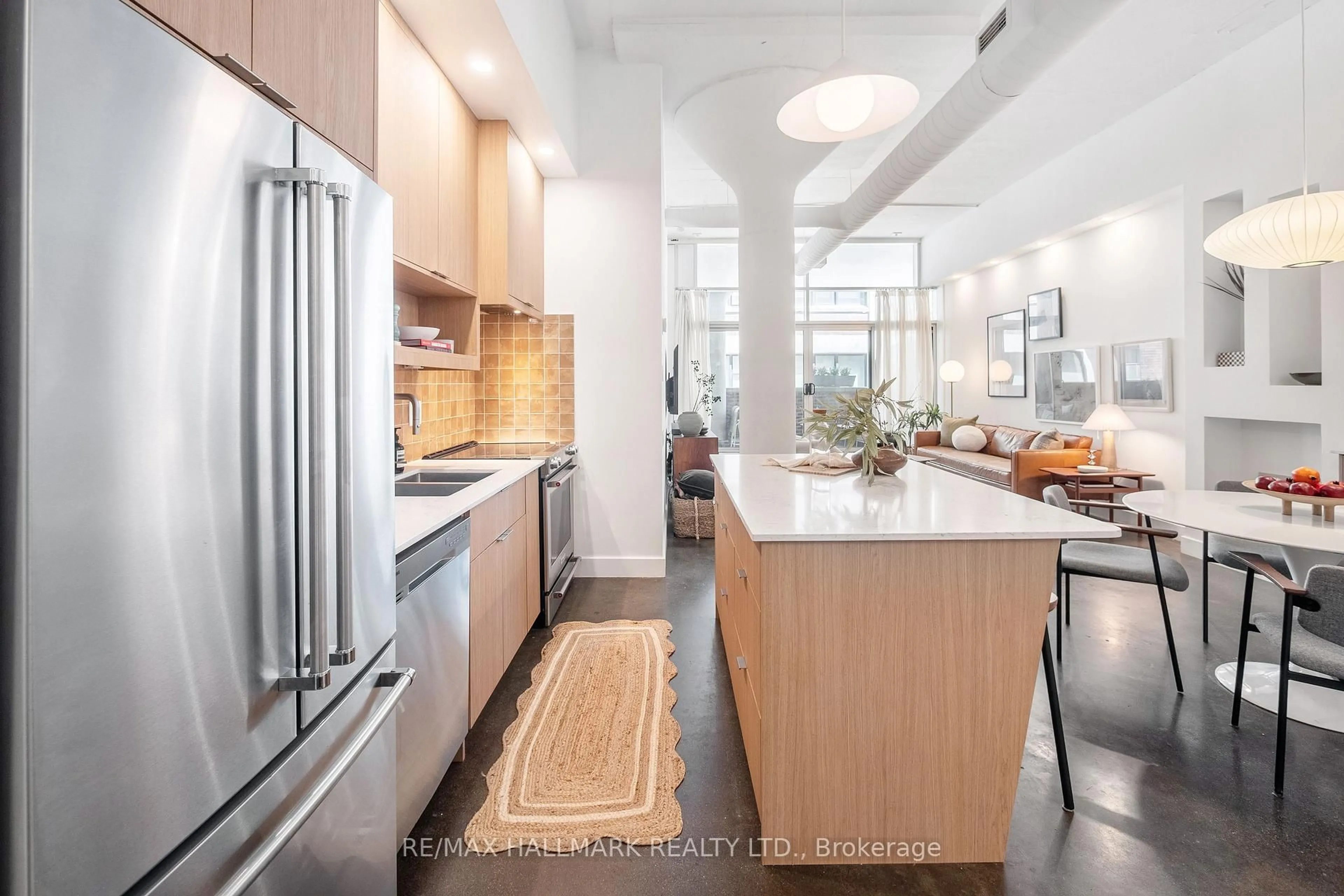 Contemporary kitchen, ceramic/tile floor for 233 Carlaw Ave #406, Toronto Ontario M4M 3N6