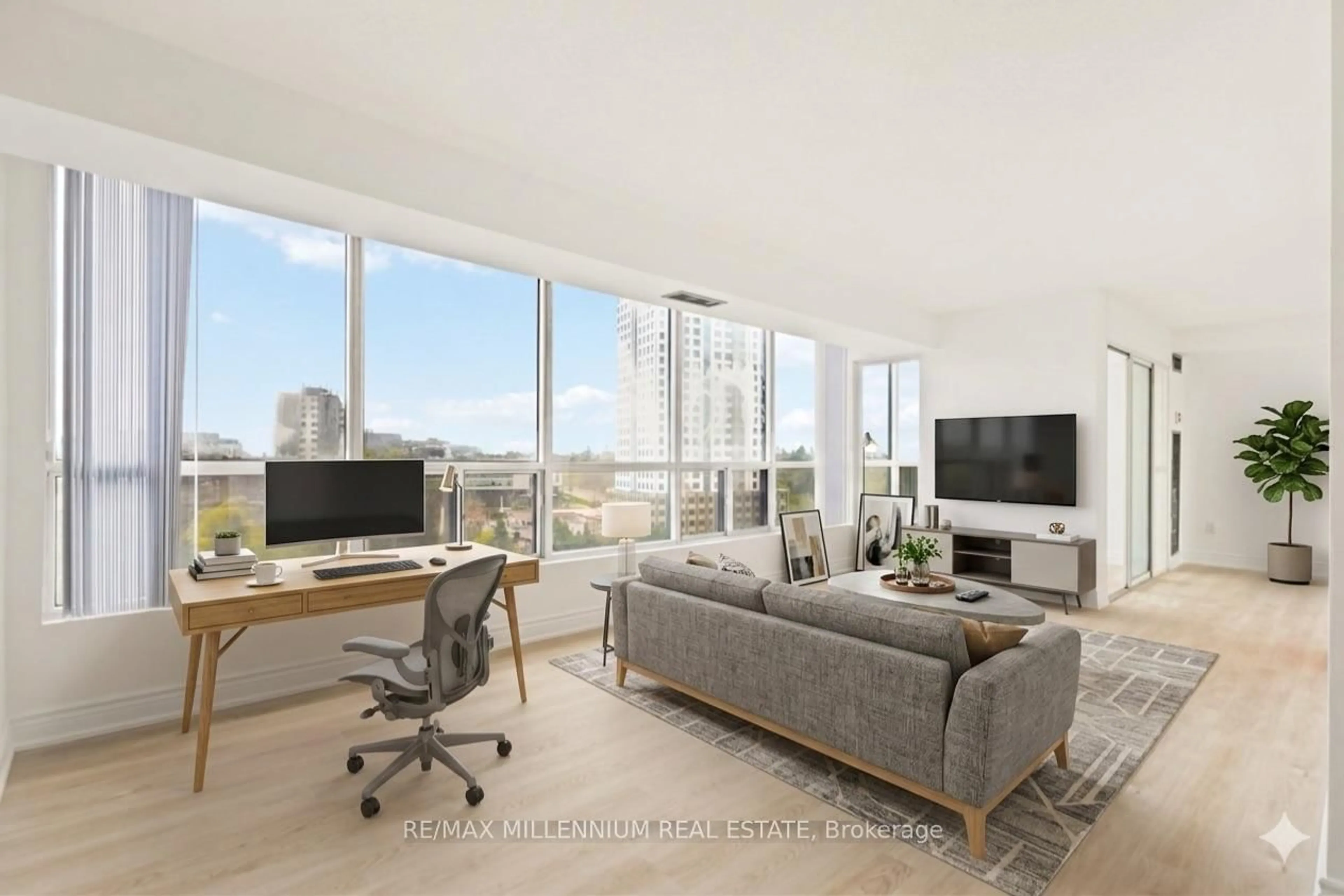Living room with furniture, unknown for 3050 Ellesmere Rd #906, Toronto Ontario M1E 4C2