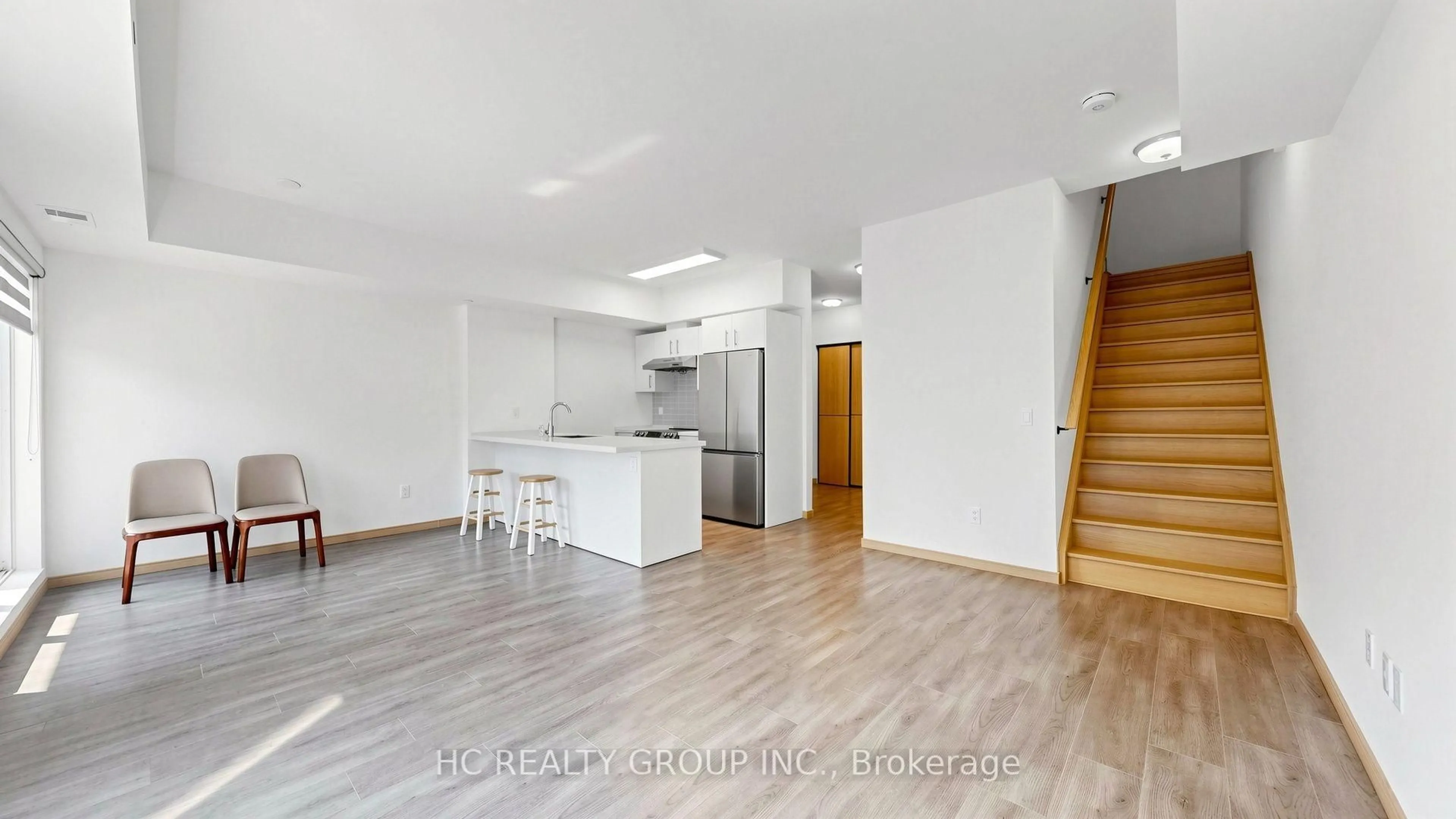 Open concept kitchen, wood/laminate floor for 60 Morecambe Gate #C316, Toronto Ontario M1W 0A9