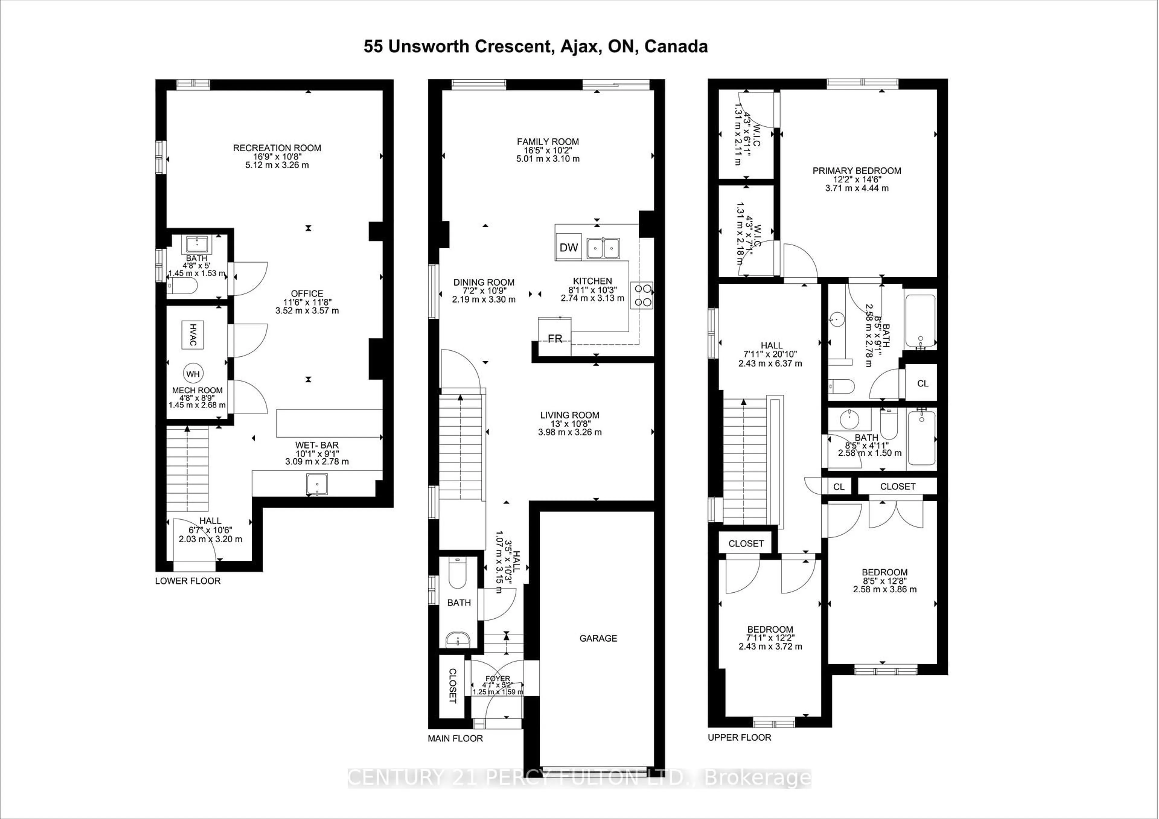 Floor plan for 55 Unsworth Cres, Ajax Ontario L1T 4X3
