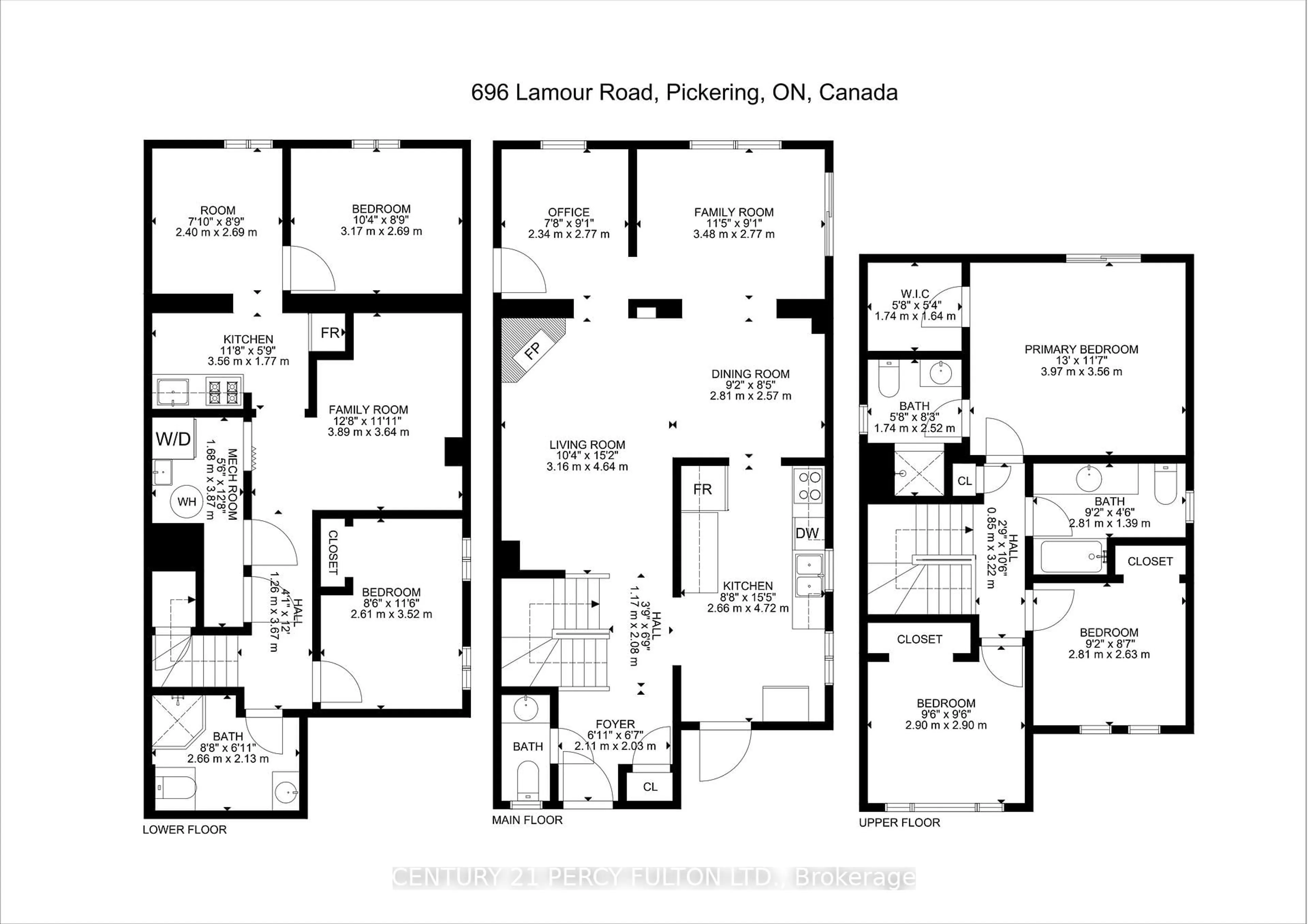Floor plan for 696 Lamour Rd, Pickering Ontario L1V 6N9