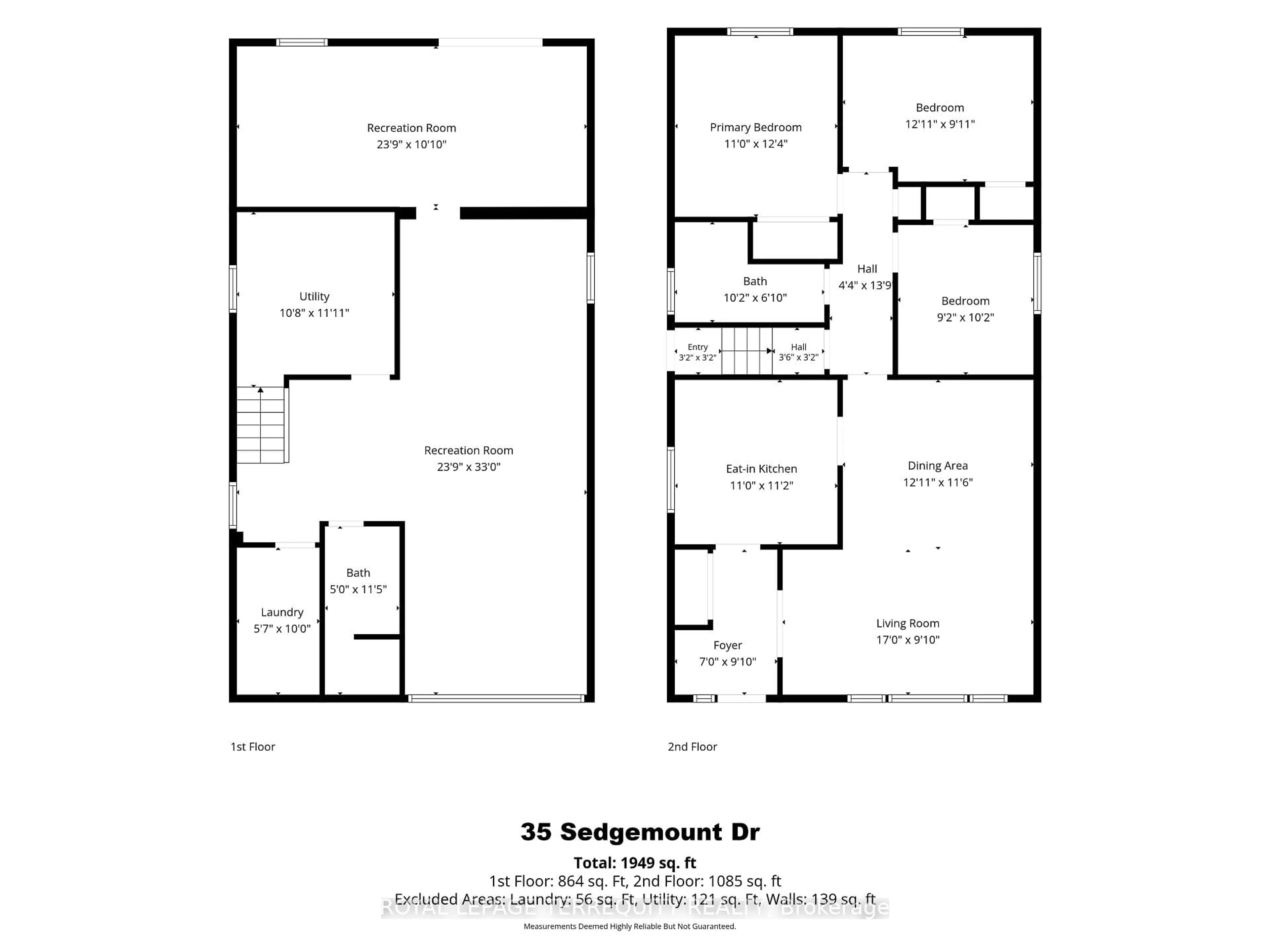 Floor plan for 35 Sedgemount Dr, Toronto Ontario M1H 1X4