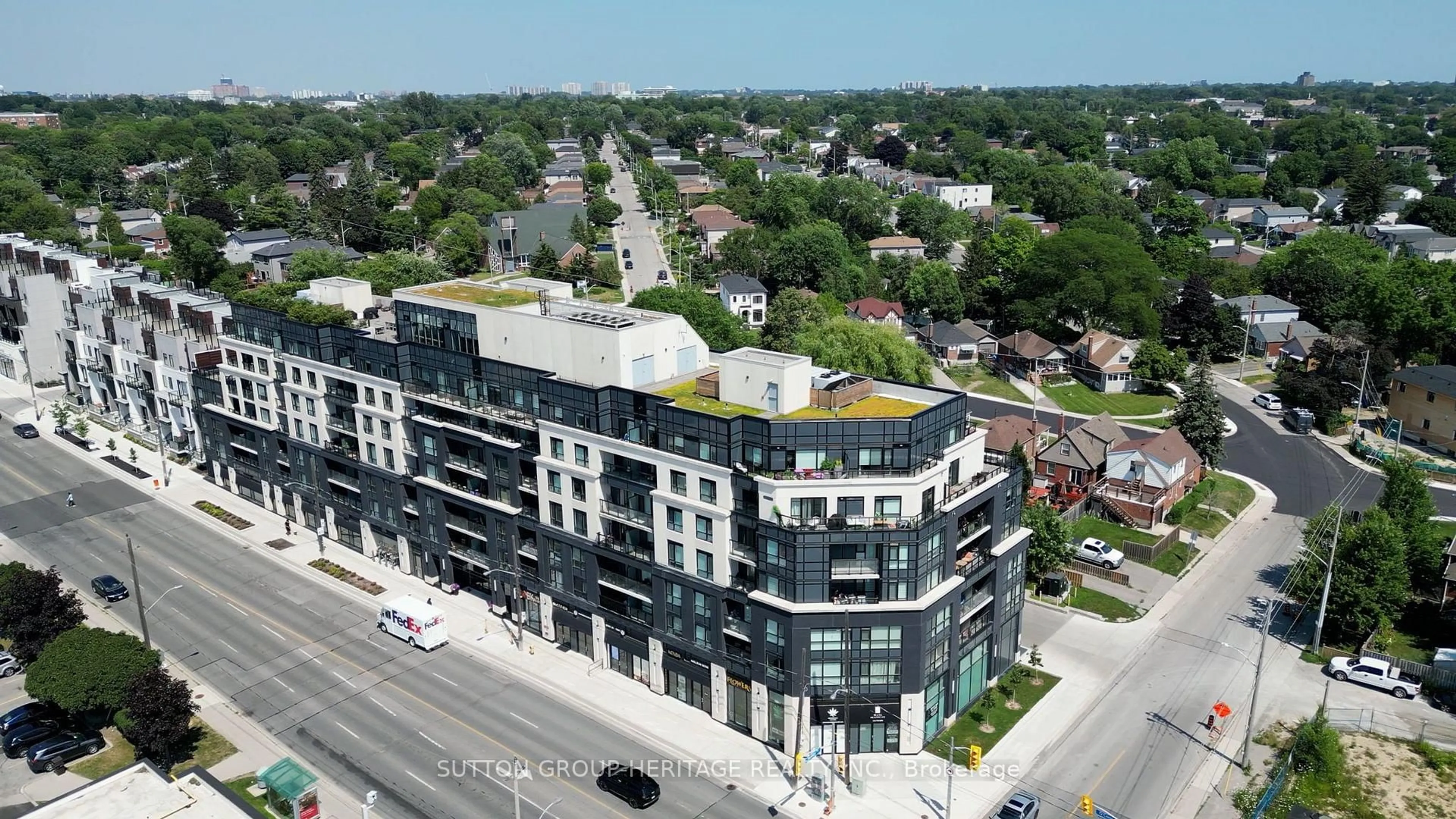 A pic from outside/outdoor area/front of a property/back of a property/a pic from drone, city buildings view from balcony for 1401 O'connor Dr #702, Toronto Ontario M4B 2B5