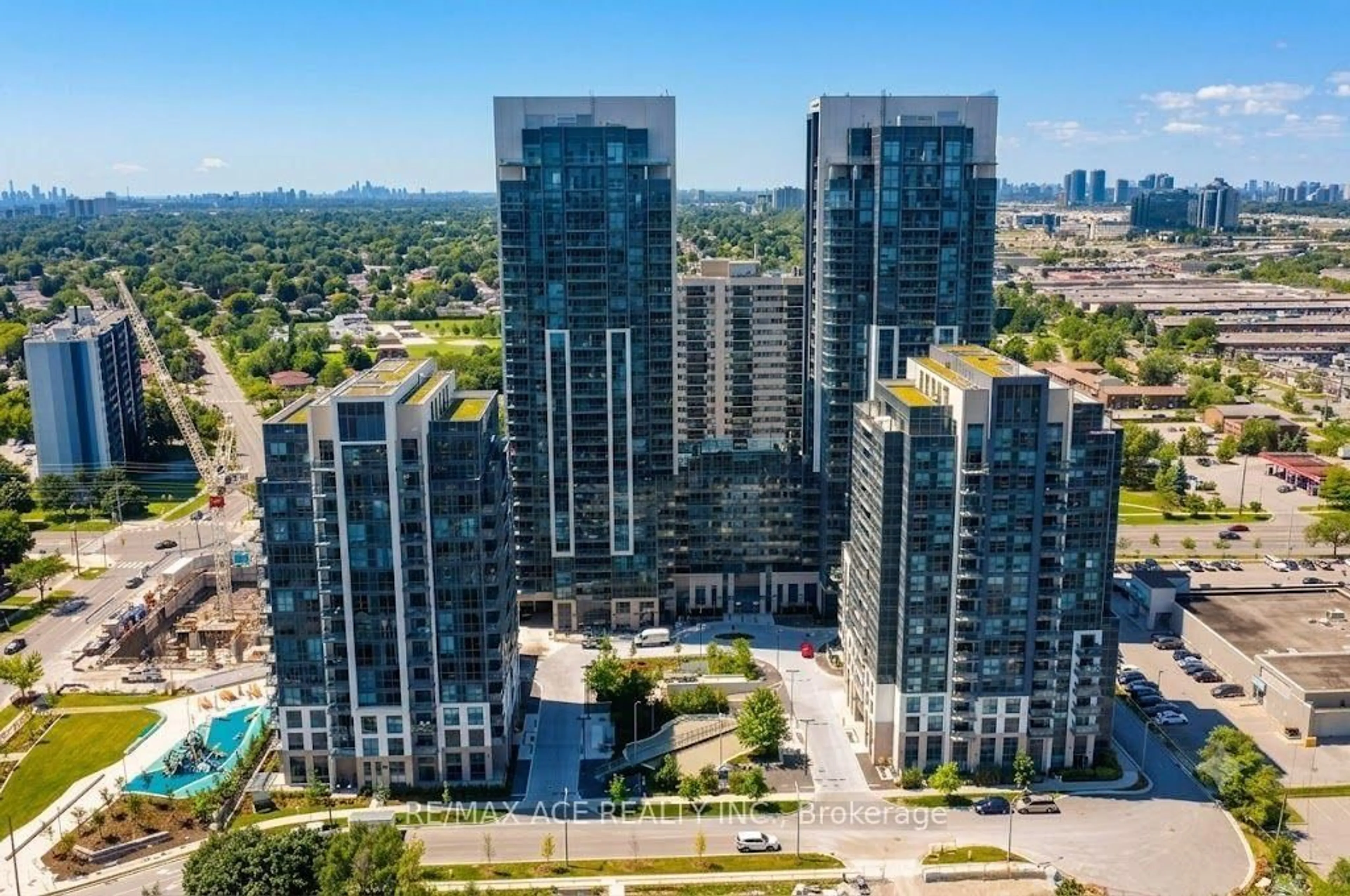 A pic from outside/outdoor area/front of a property/back of a property/a pic from drone, city buildings view from balcony for 10 Meadowglen Pl #908, Toronto Ontario M1G 0A8