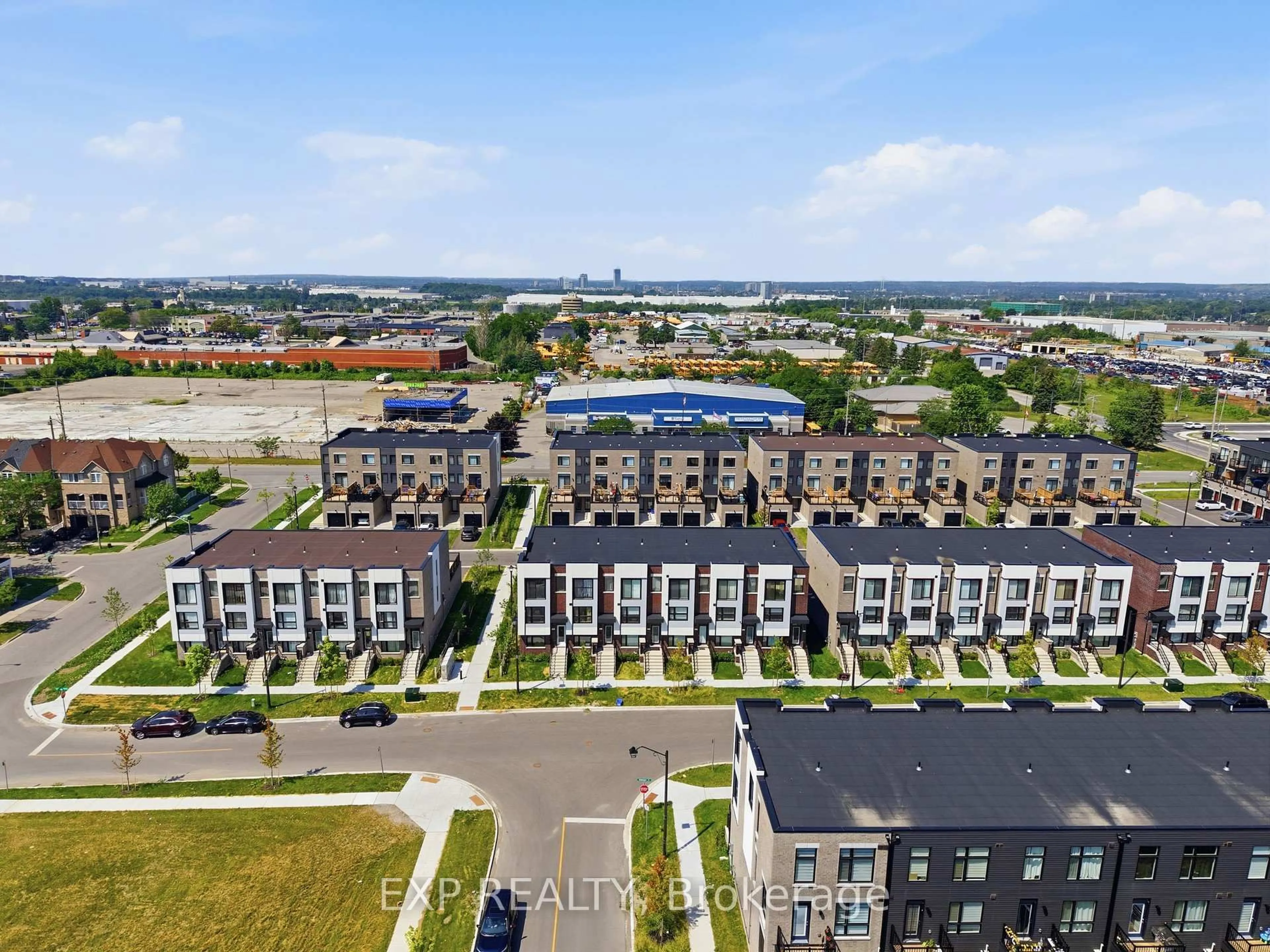 A pic from outside/outdoor area/front of a property/back of a property/a pic from drone, city buildings view from balcony for 46 Bateson St, Ajax Ontario L1S 7M3
