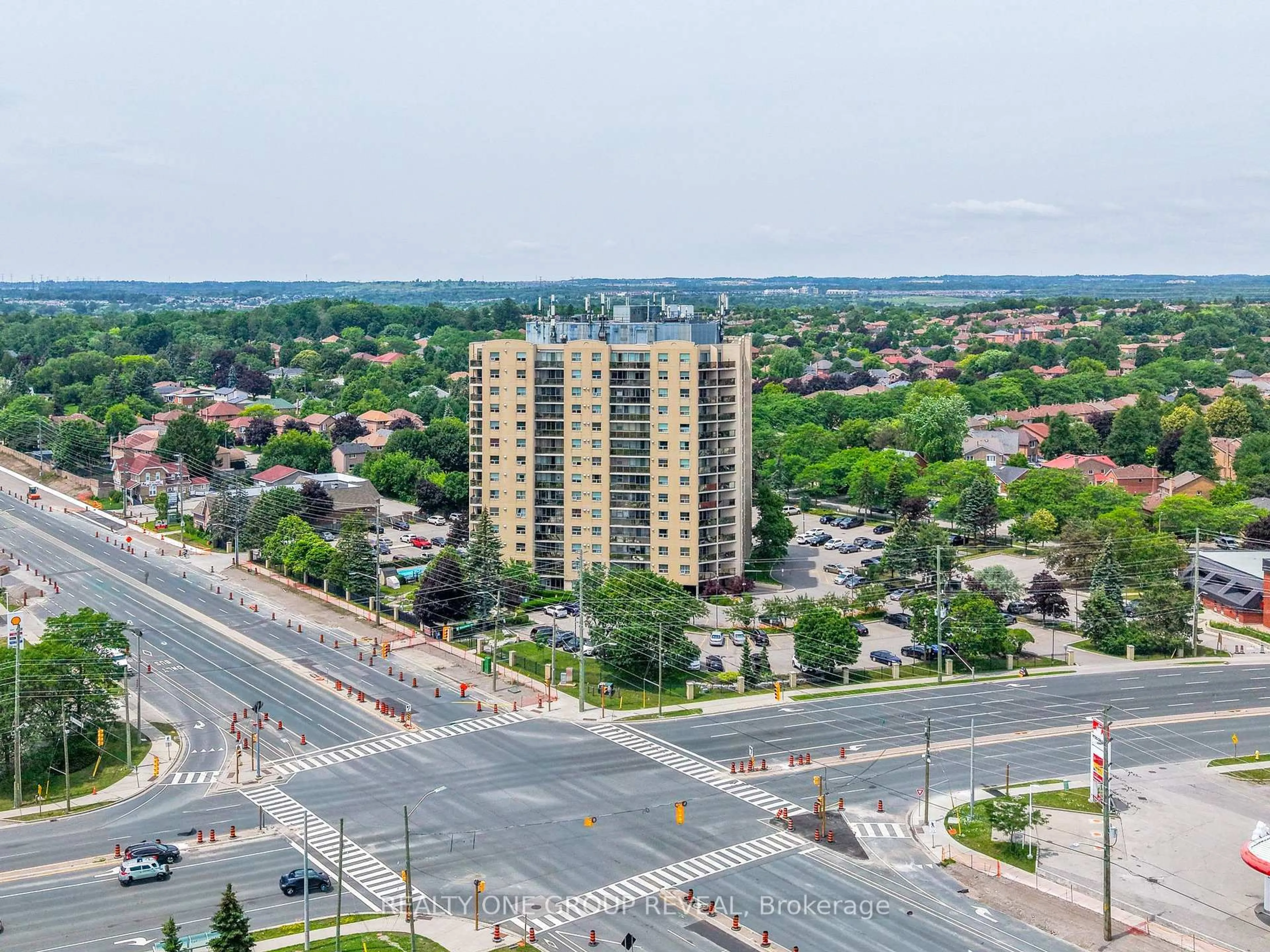 A pic from outside/outdoor area/front of a property/back of a property/a pic from drone, city buildings view from balcony for 2 Westney Rd #602, Ajax Ontario L1T 3H3