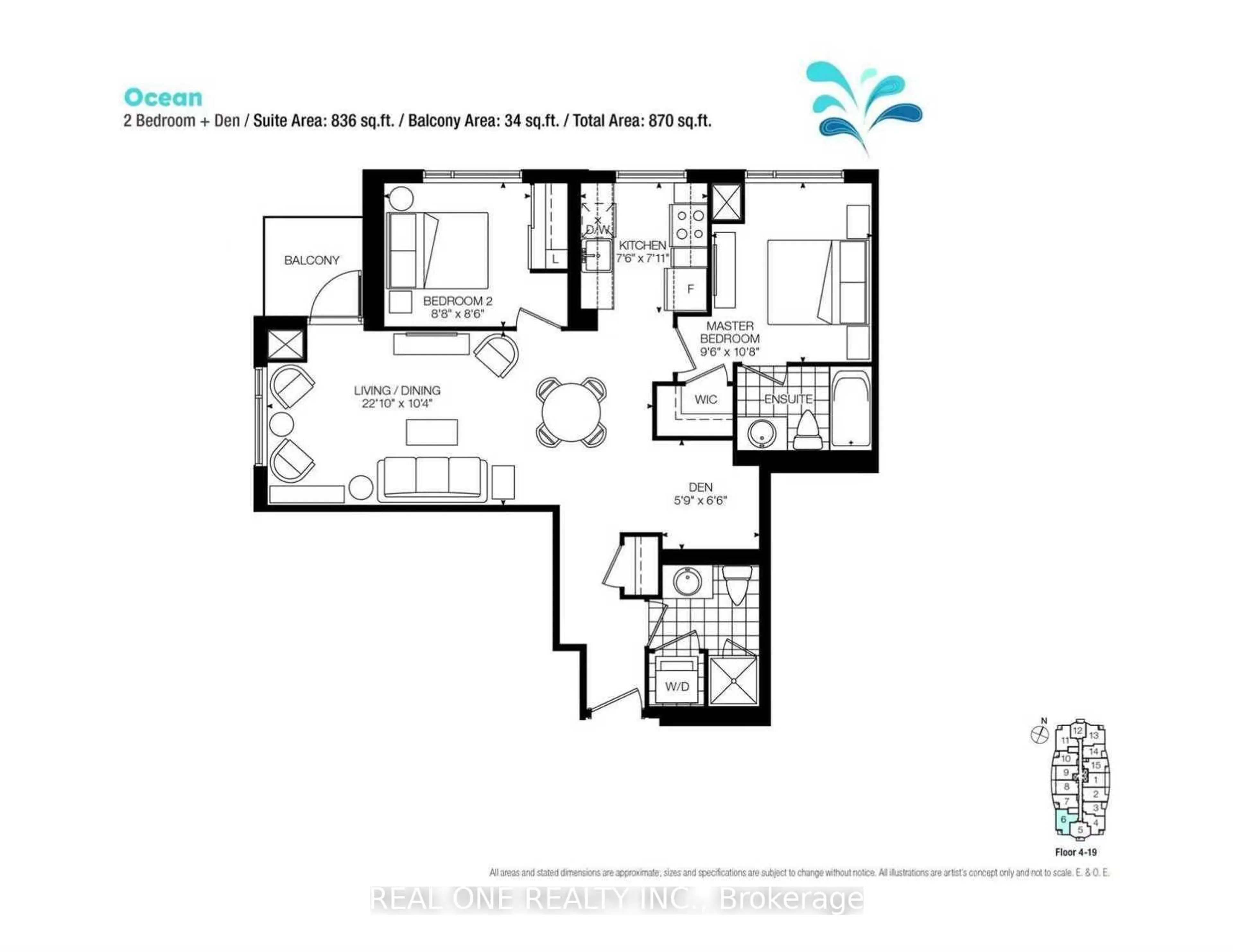 Floor plan for 185 Bonis Ave #1506, Toronto Ontario M1T 0A4