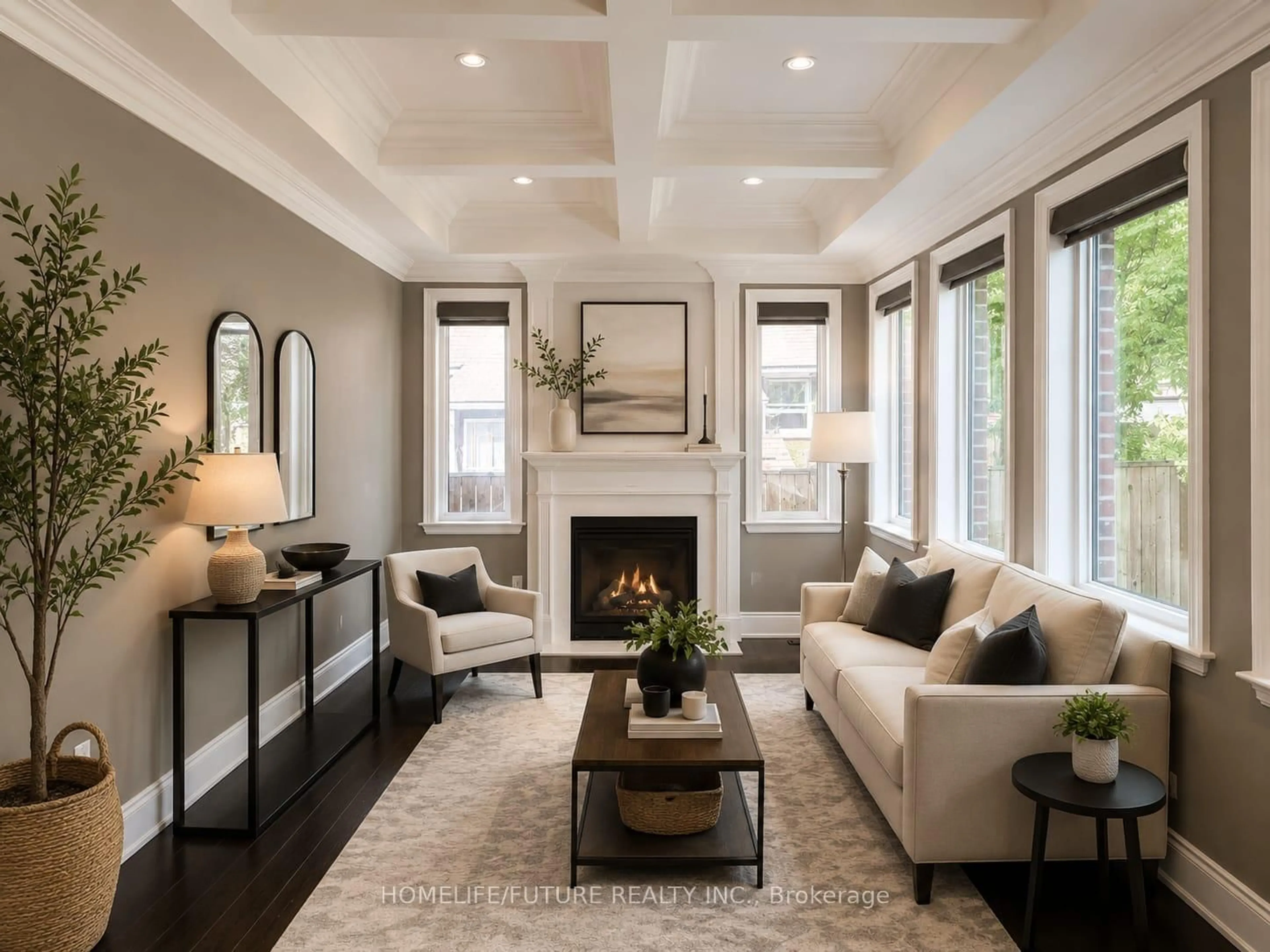 Living room with furniture, wood/laminate floor for 3686 Ellesmere Rd, Toronto Ontario M1C 1H6