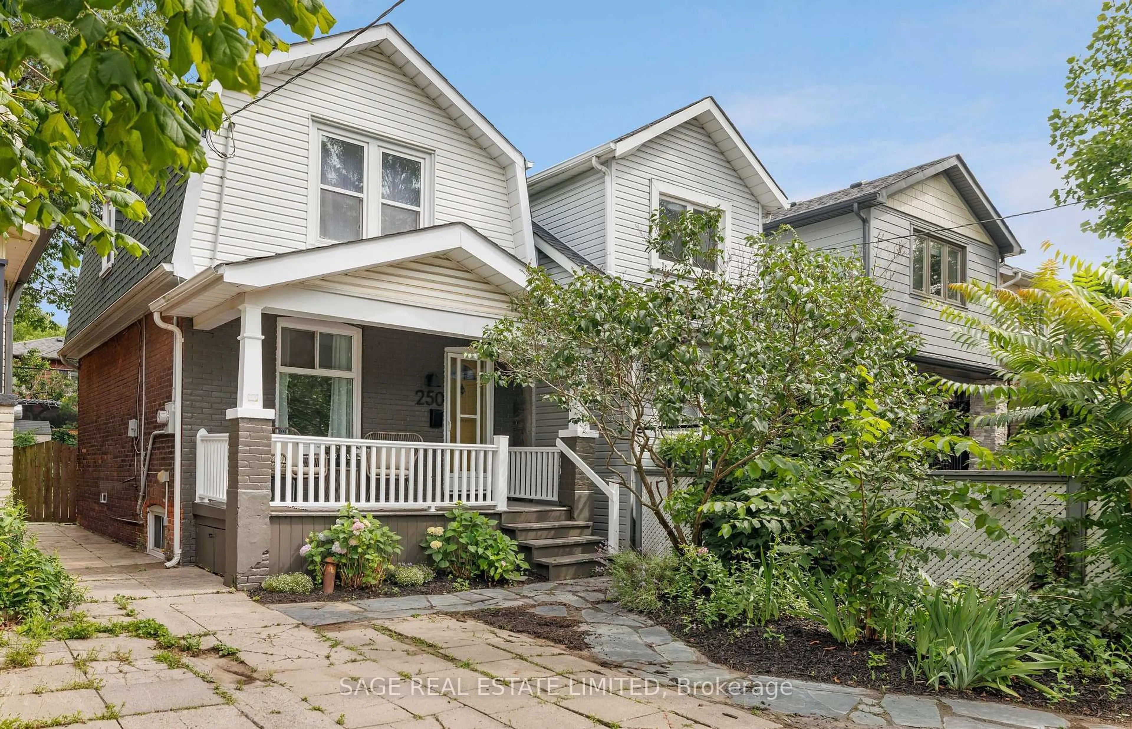 Home with vinyl exterior material, street for 250 Springdale Blvd, Toronto Ontario M4C 1Z9
