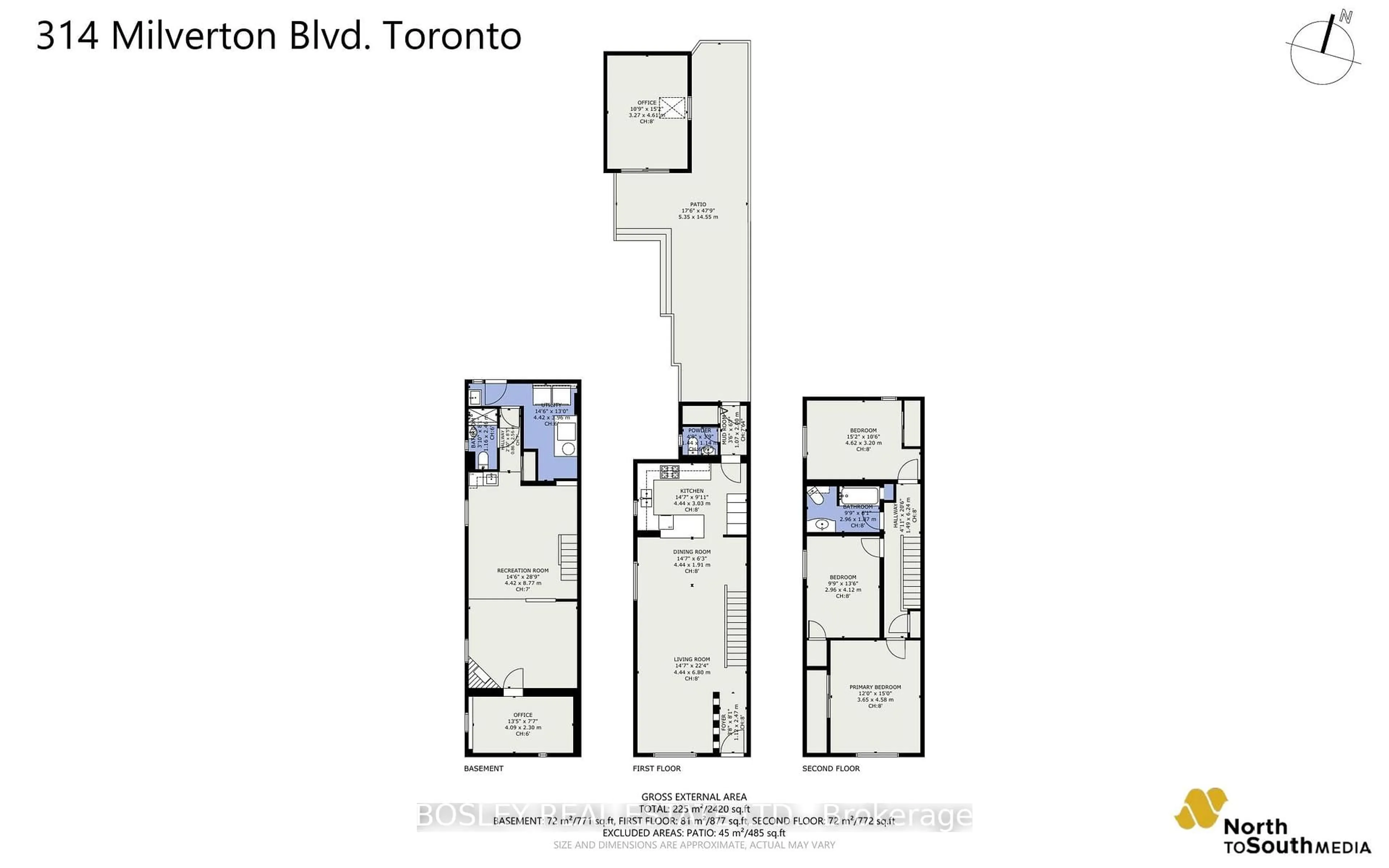 Floor plan for 314 Milverton Blvd, Toronto Ontario M4J 1V7