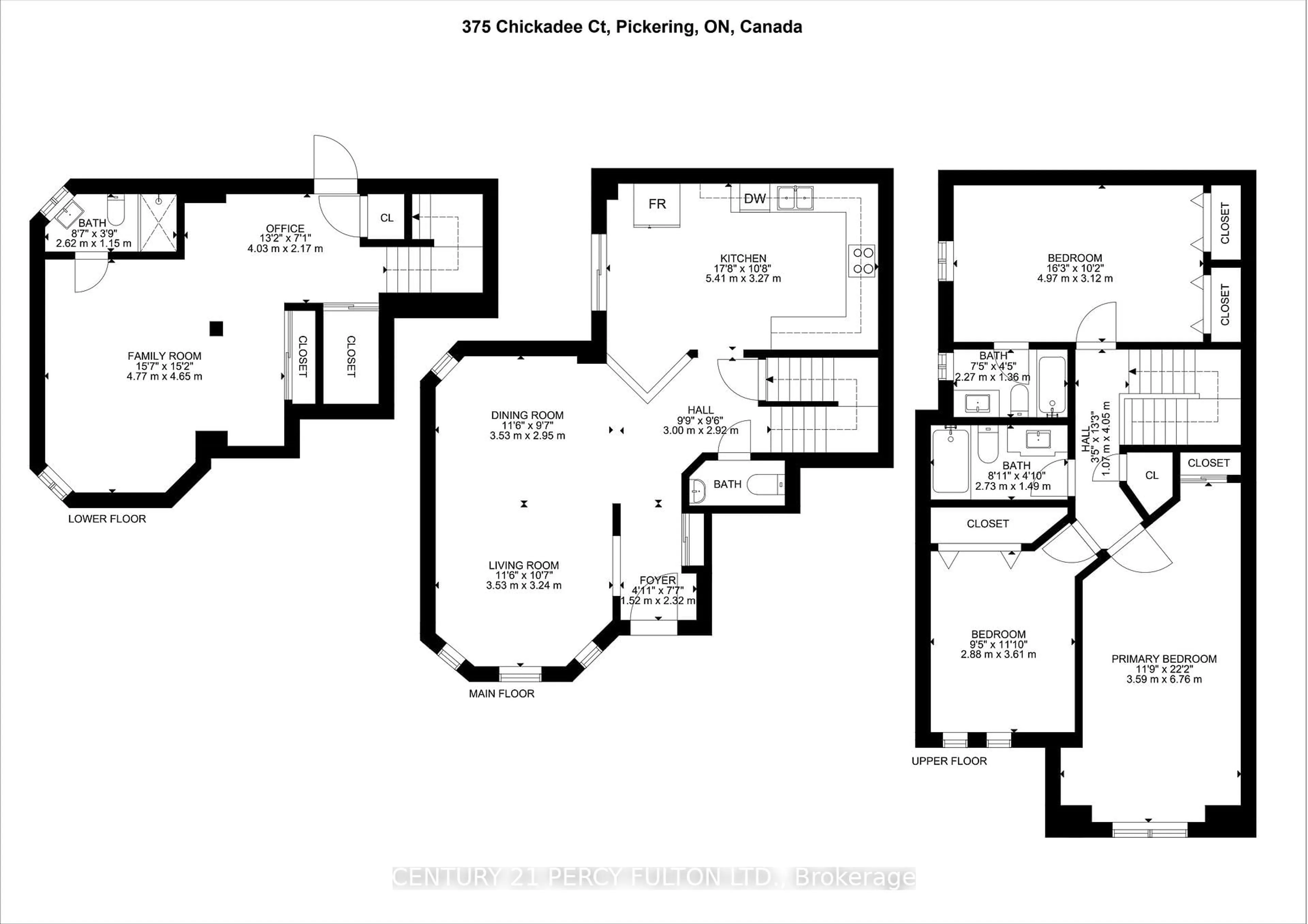 Floor plan for 375 Chickadee Crt, Pickering Ontario L1V 6Y4