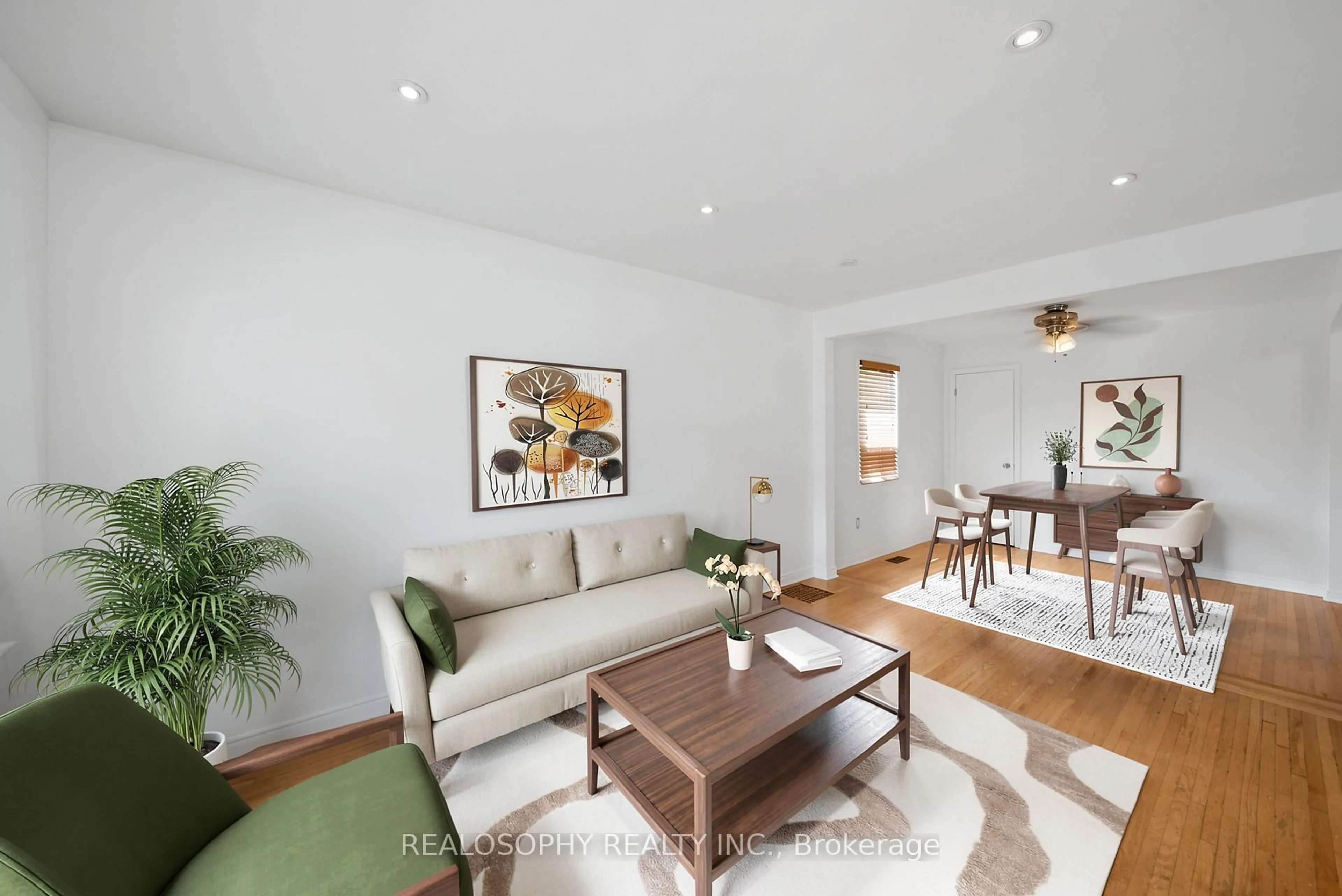 Living room with furniture, wood/laminate floor for 230 Kennedy Rd Rd, Toronto Ontario M1N 3P5