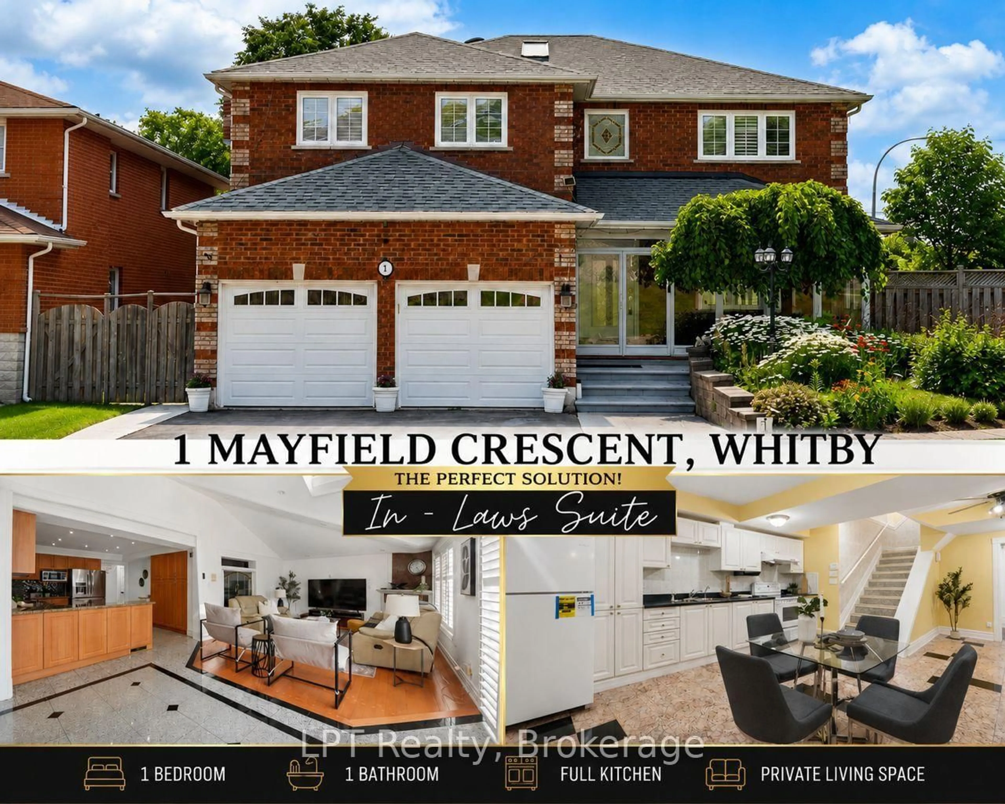 A pic from outside/outdoor area/front of a property/back of a property/a pic from drone, street for 1 Mayfield Cres, Whitby Ontario L1N 8P3