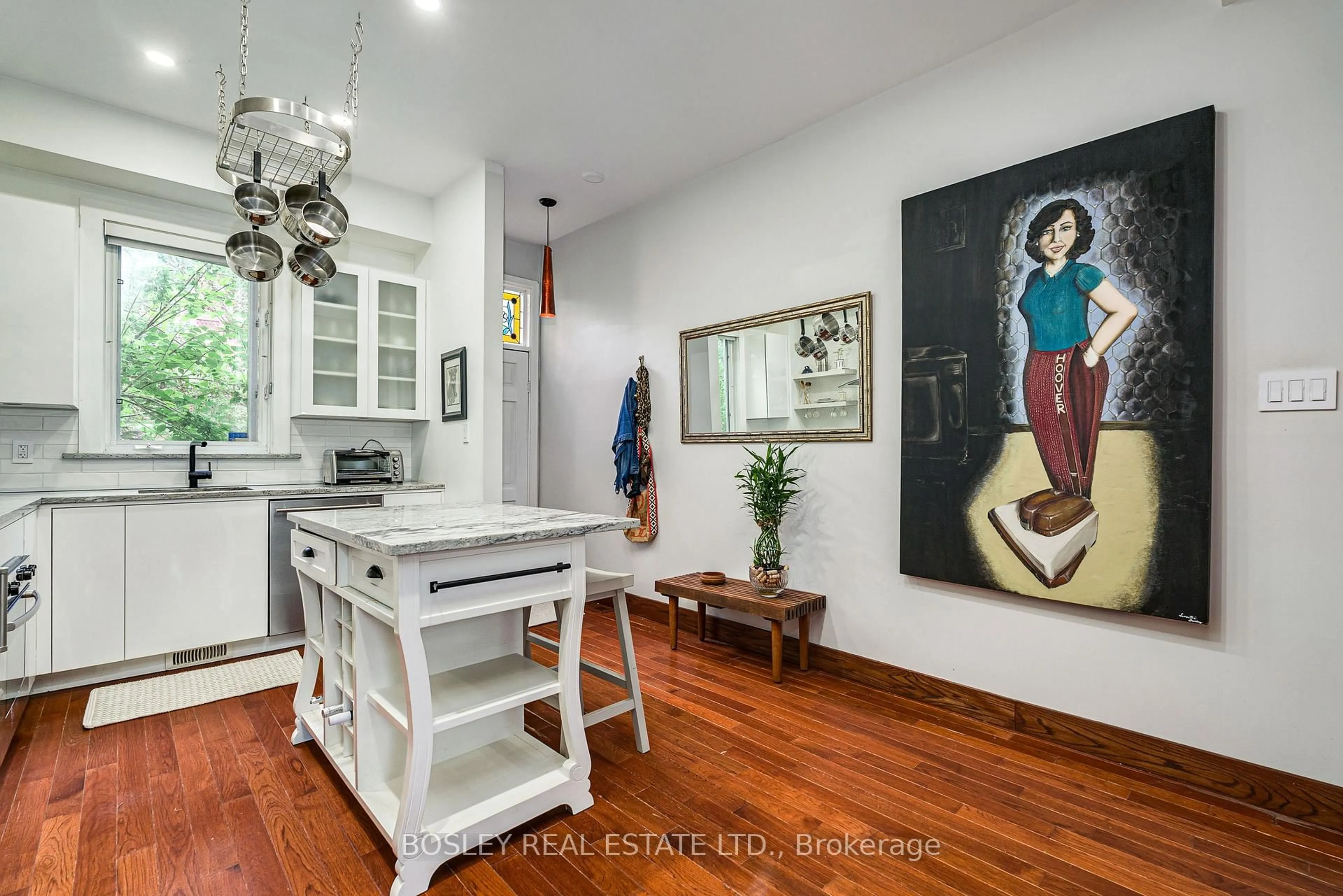 Open concept kitchen, ceramic/tile floor for 16 Blong Ave, Toronto Ontario M4M 1P2
