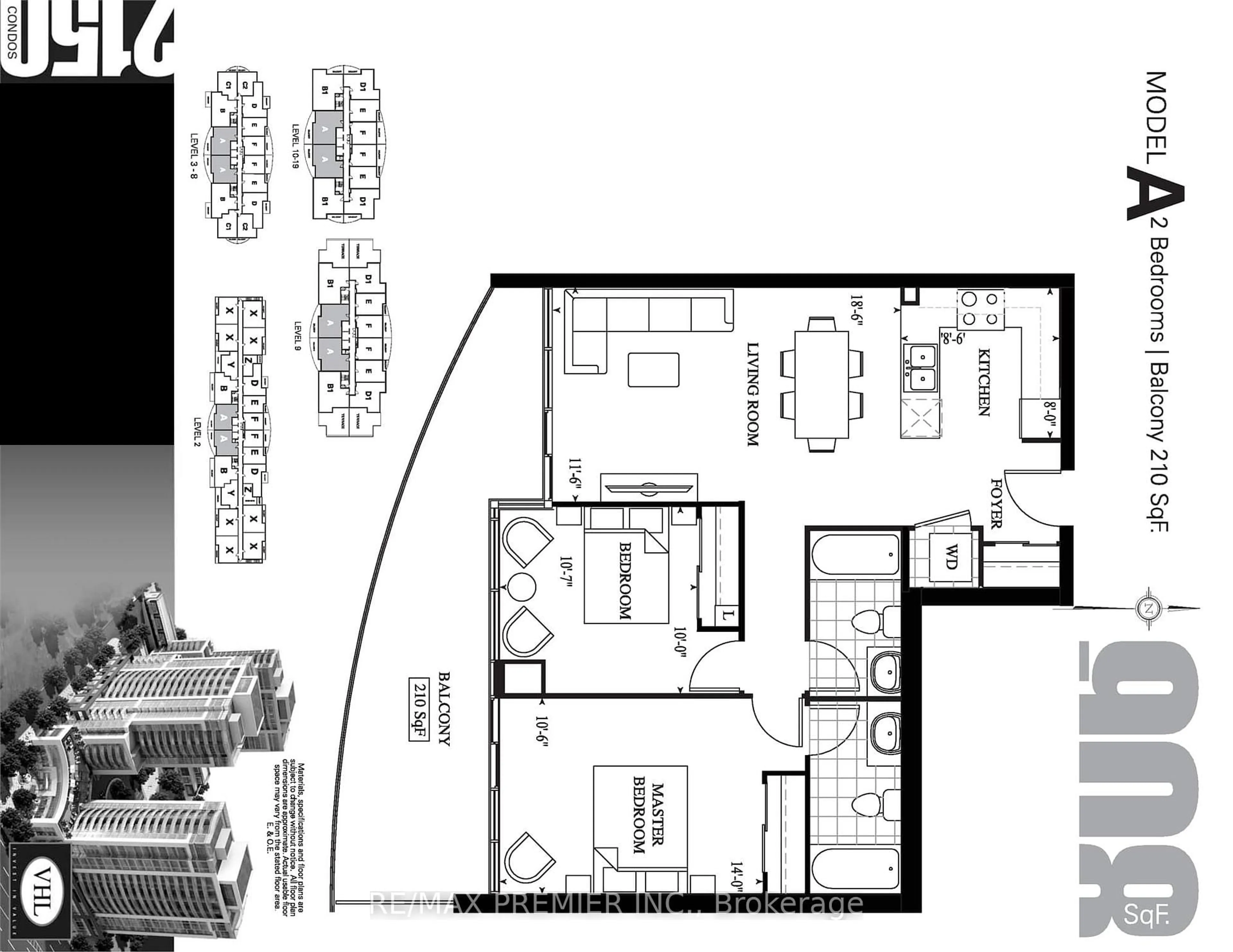 Floor plan for 2150 Lawrence Ave #PH12, Toronto Ontario M1R 3A7