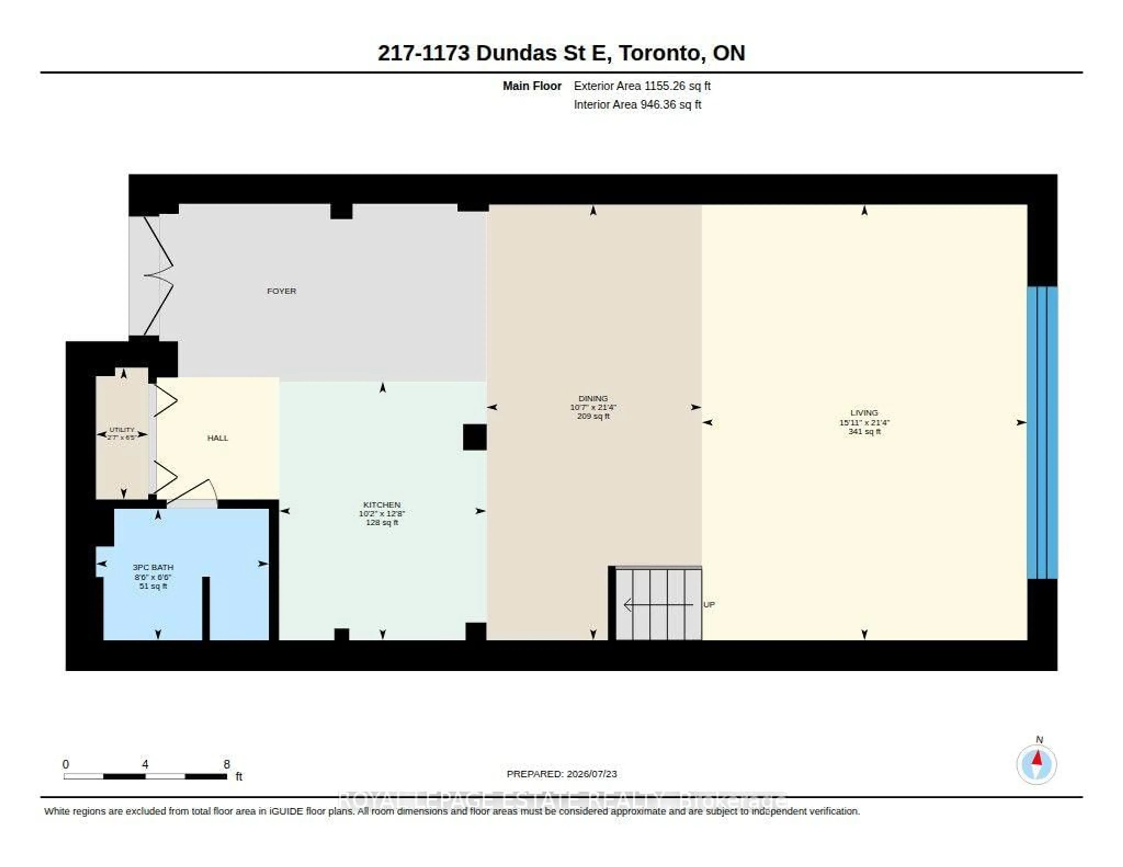 Floor plan for 1173 Dundas St #217, Toronto Ontario M4M 3P1