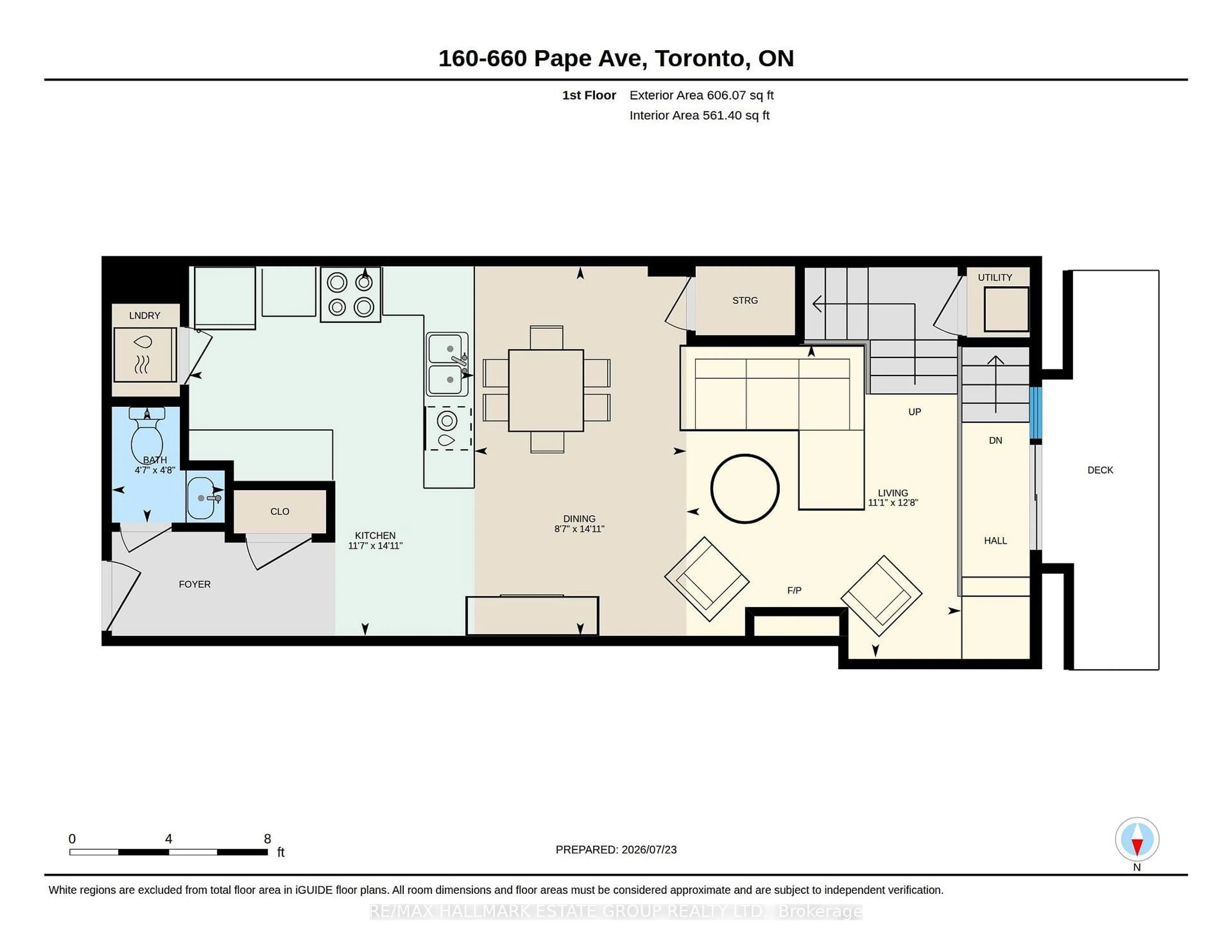 Floor plan for 660 Pape Ave #106, Toronto Ontario M4K 3S5