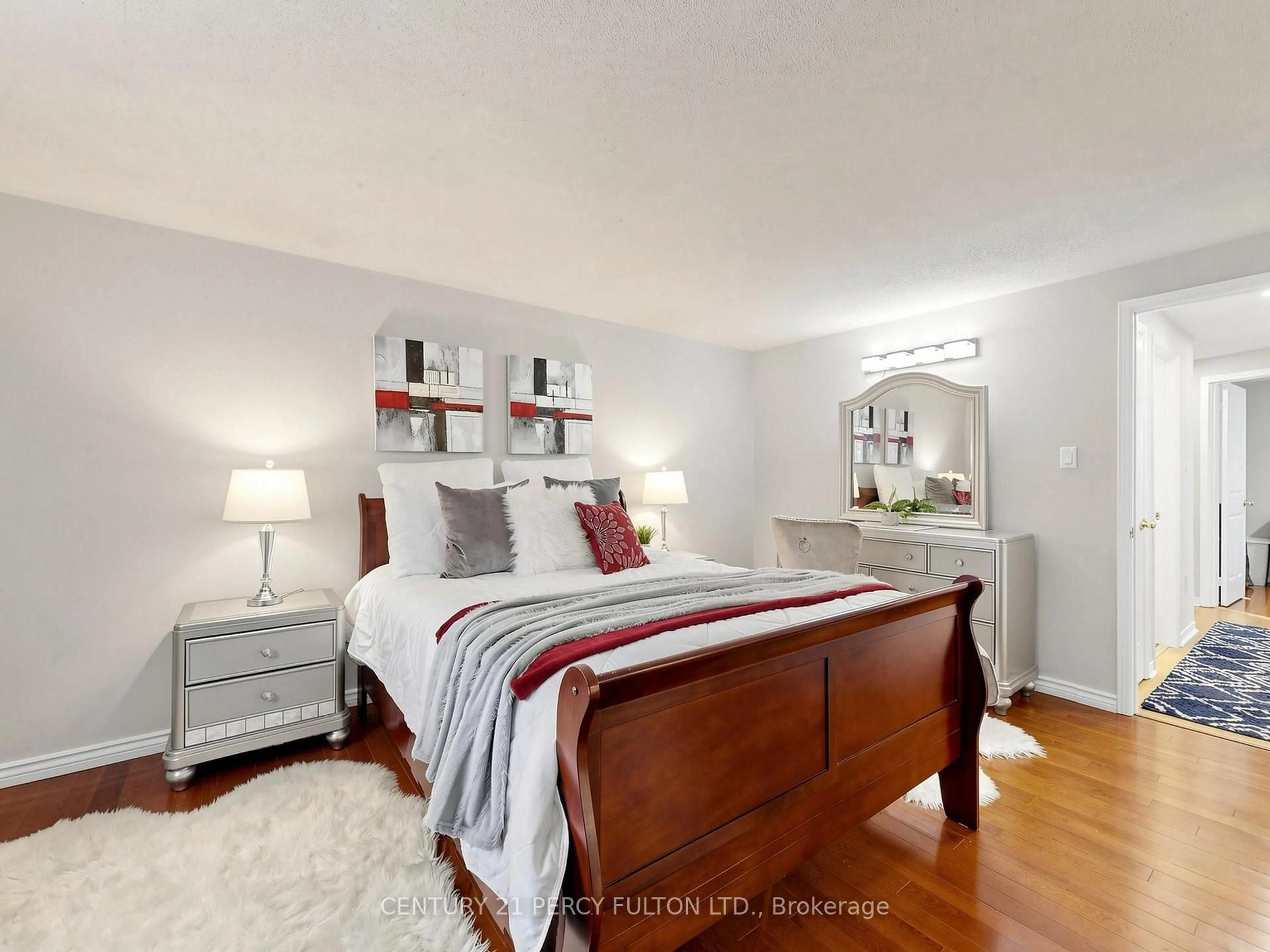 Bedroom with bed, wood/laminate floor for 2052 Blue Ridge Cres, Pickering Ontario L1X 2N5