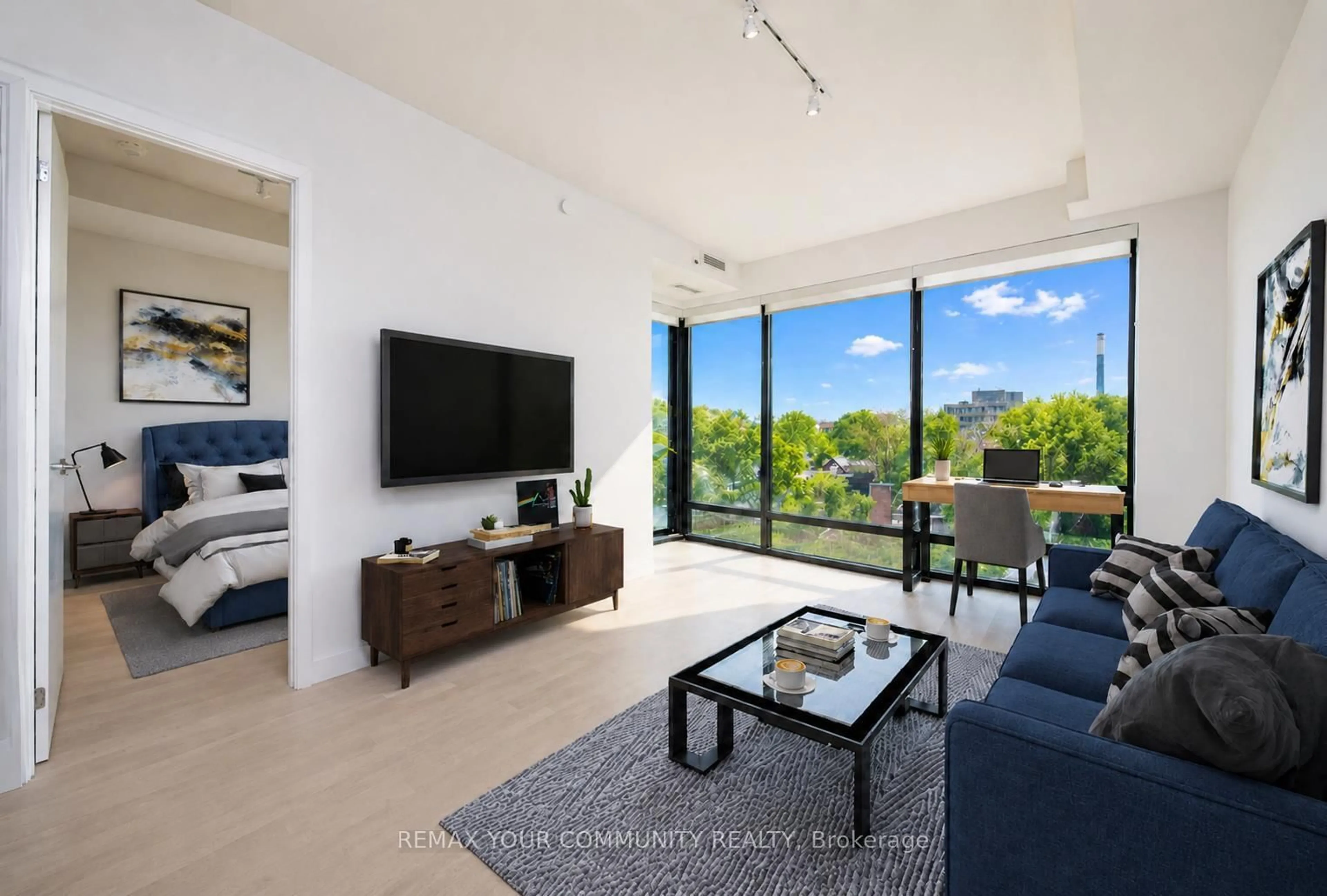 Living room with furniture, unknown for 246 Logan Ave #503, Toronto Ontario M4M 1J2