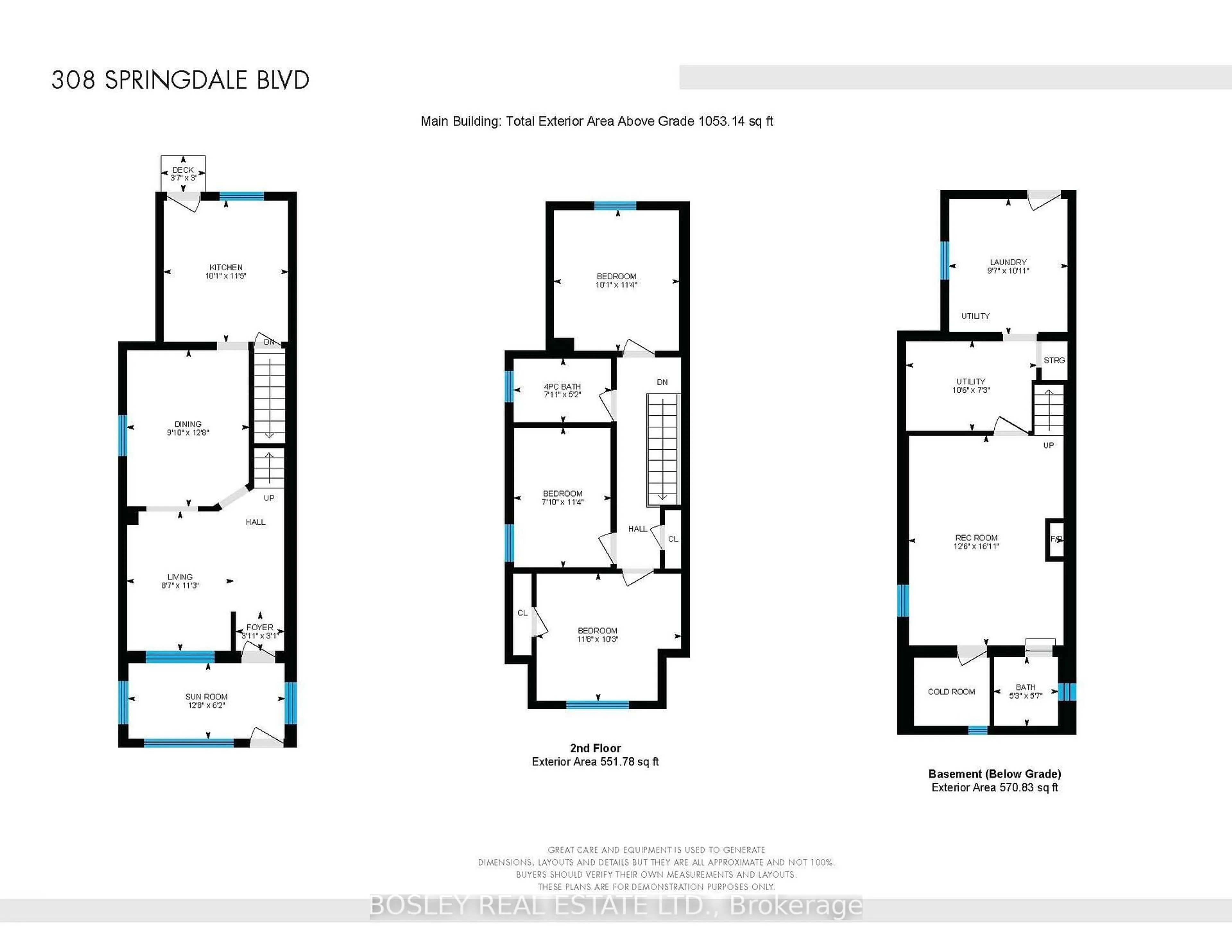 Floor plan for 308 Springdale Blvd, Toronto Ontario M4C 2A2