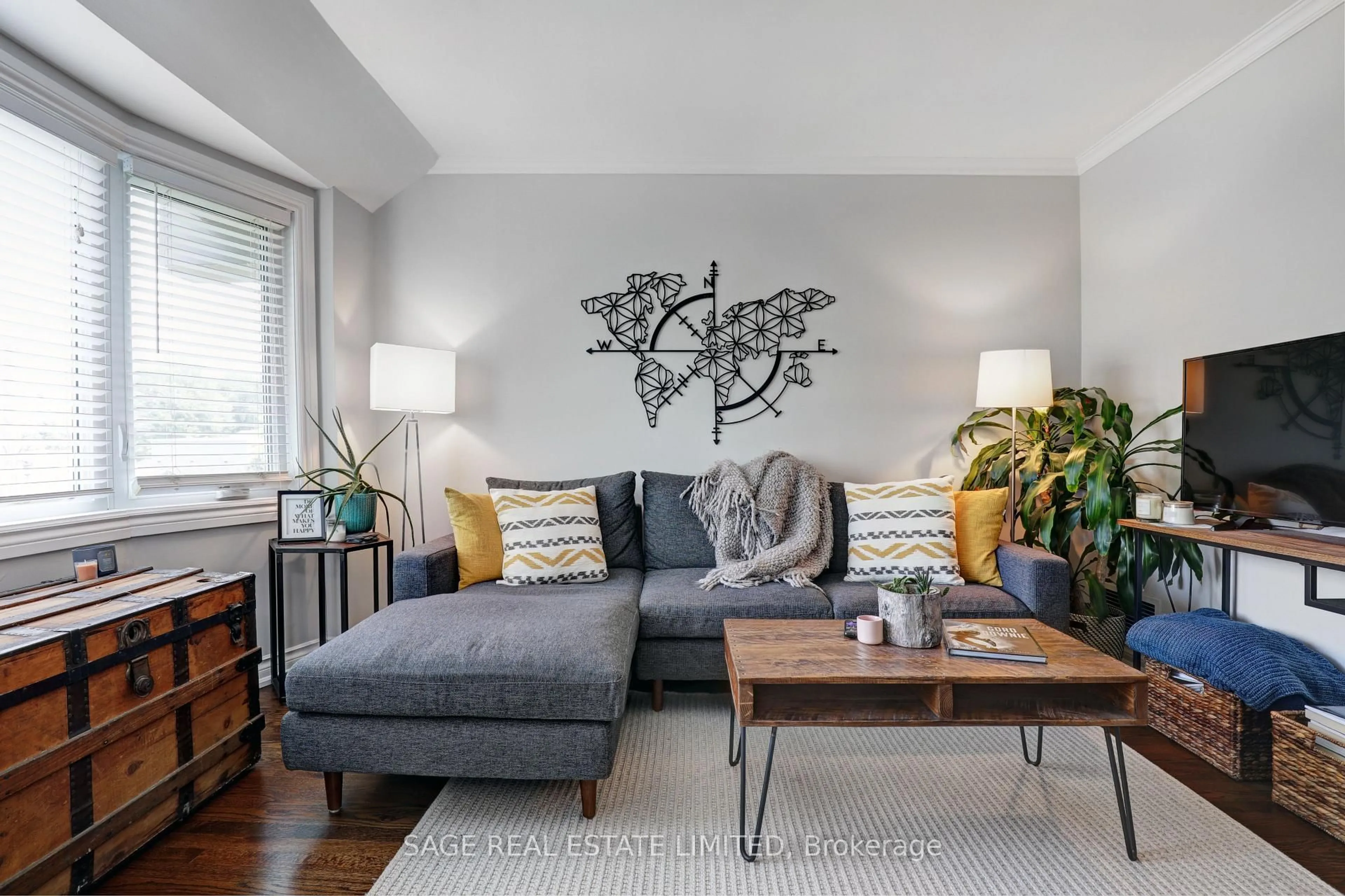 Living room with furniture, wood/laminate floor for 60 Kippendavie Ave #301, Toronto Ontario M4L 3R5