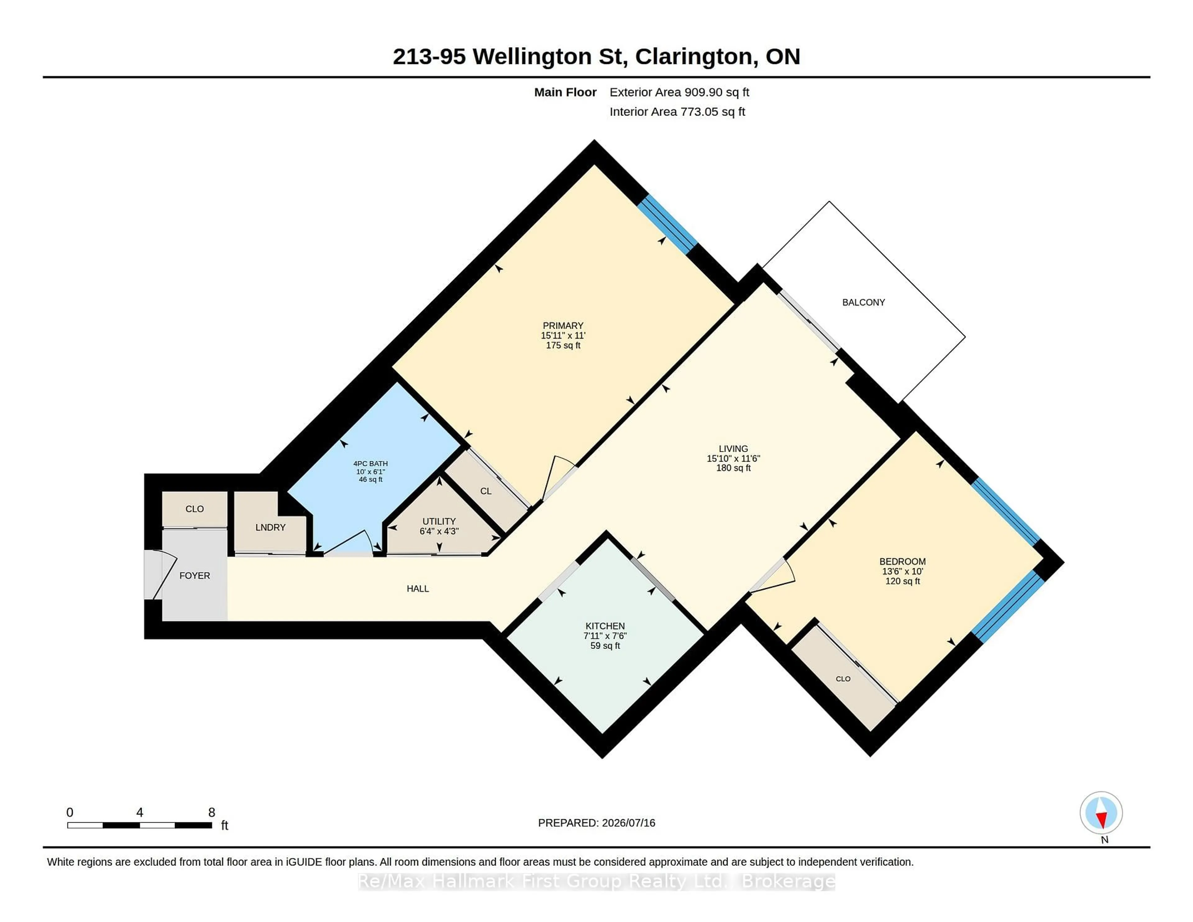 Floor plan for 95 Wellington St #213, Clarington Ontario L1C 5A1