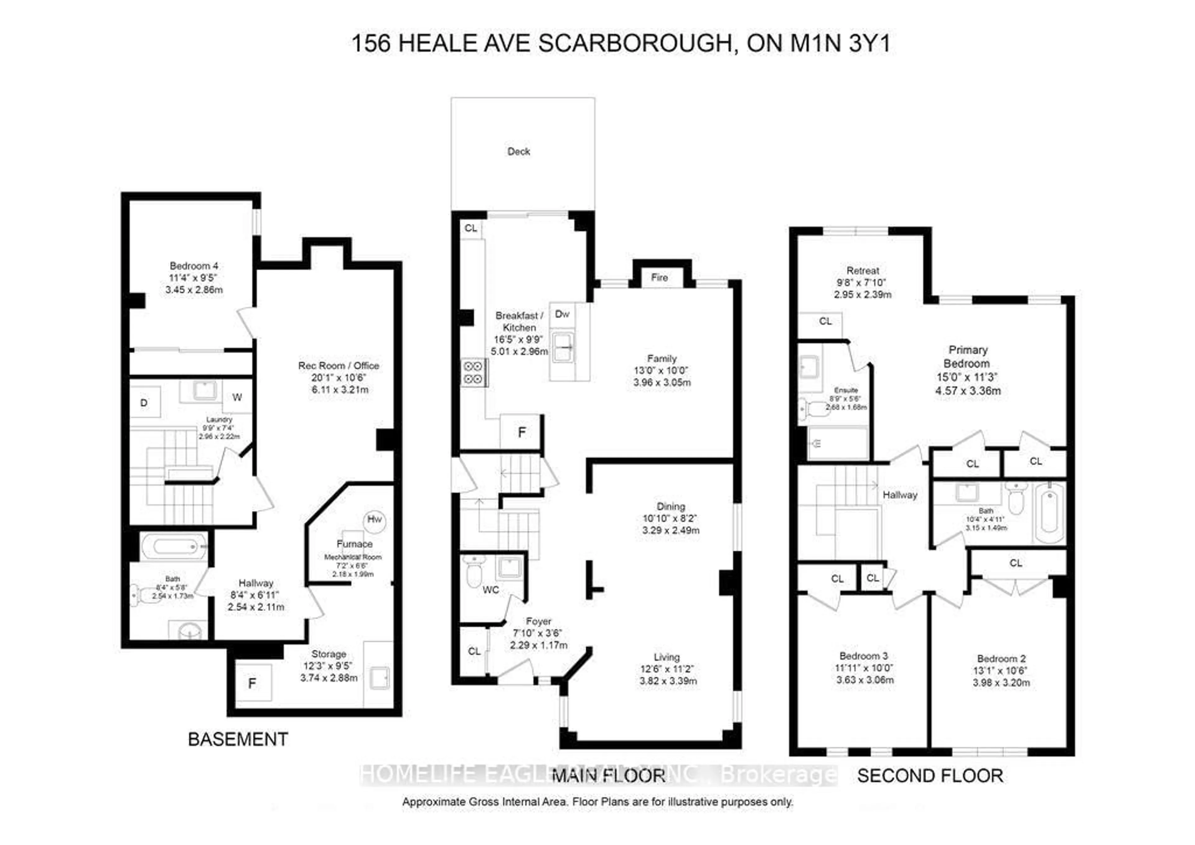 Floor plan for 156 Heale Ave, Toronto Ontario M1N 3Y1