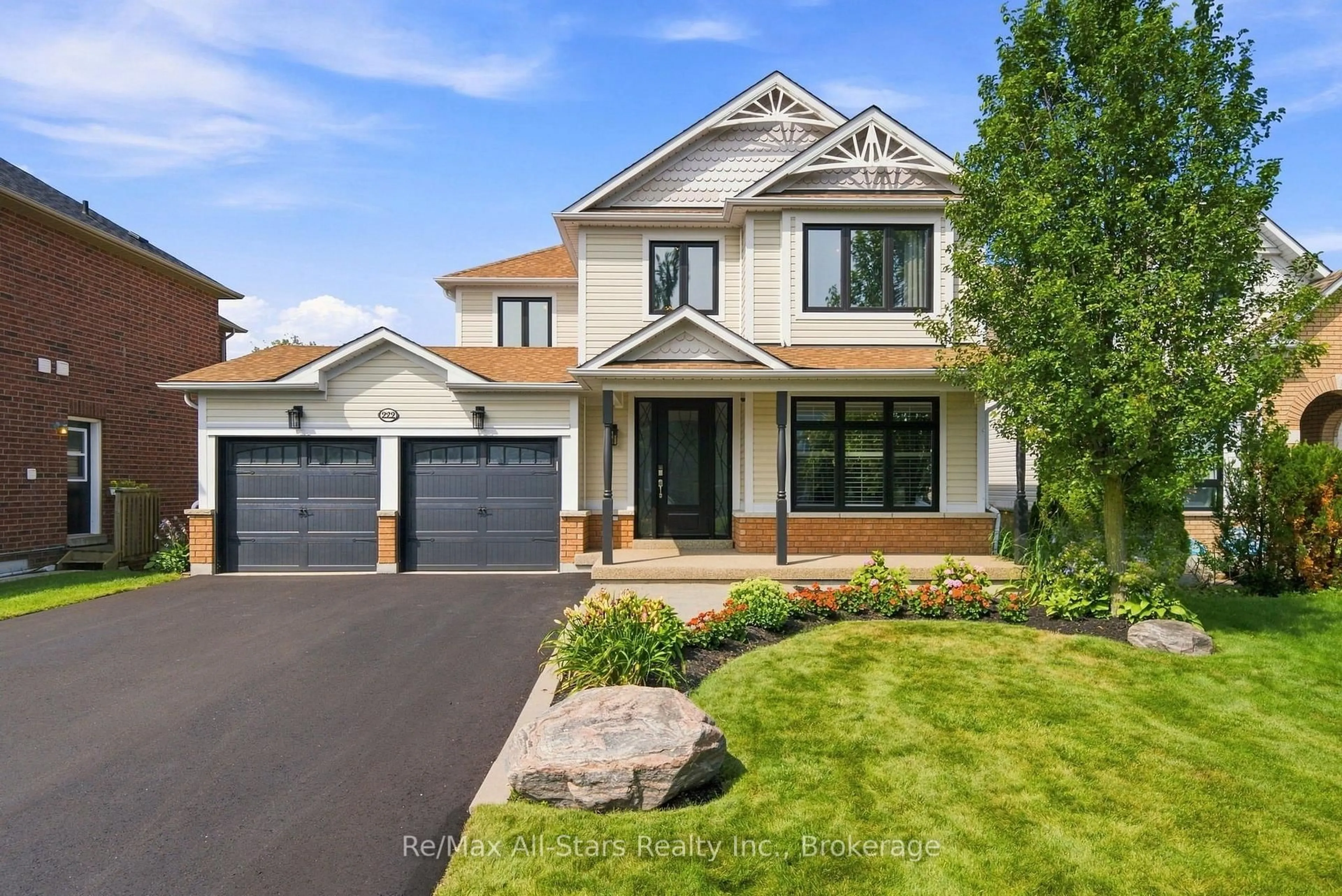 Home with brick exterior material, street for 222 Roseborough Crt, Scugog Ontario L9L 2E6