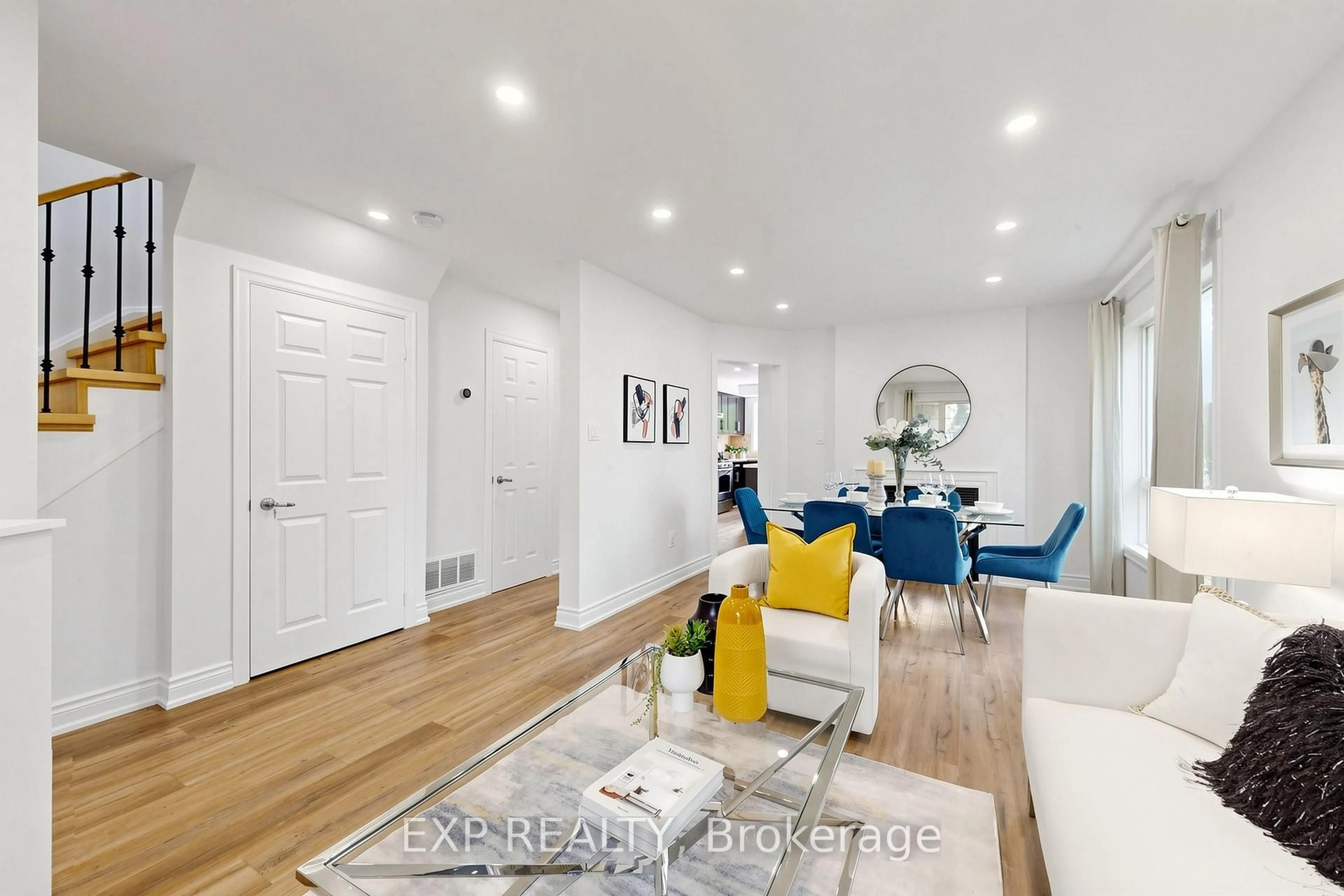 Living room with furniture, wood/laminate floor for 106 Smales Dr, Ajax Ontario L1Z 1G8