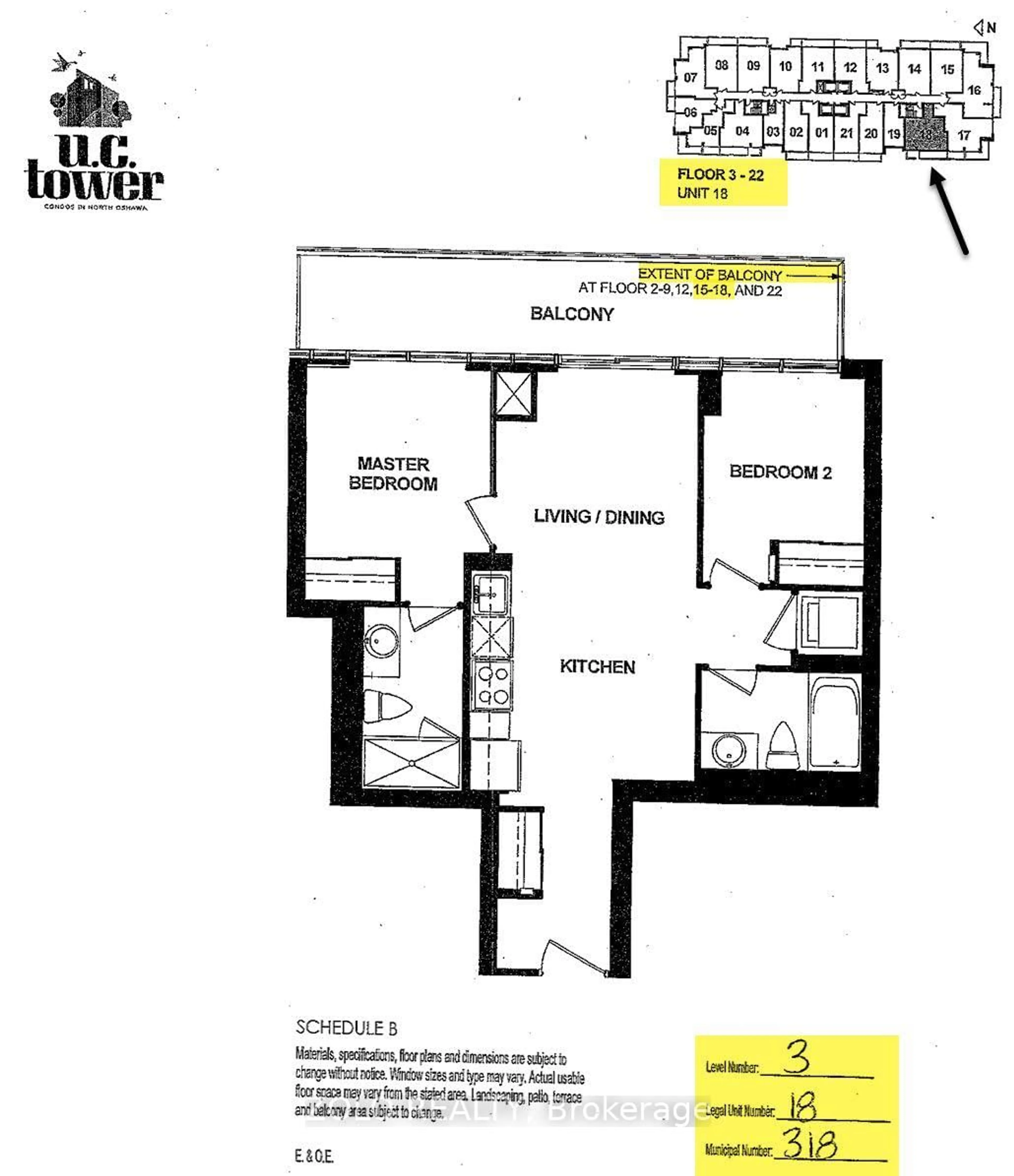 Floor plan for 2550 Simcoe St #318, Oshawa Ontario L1L 0R5