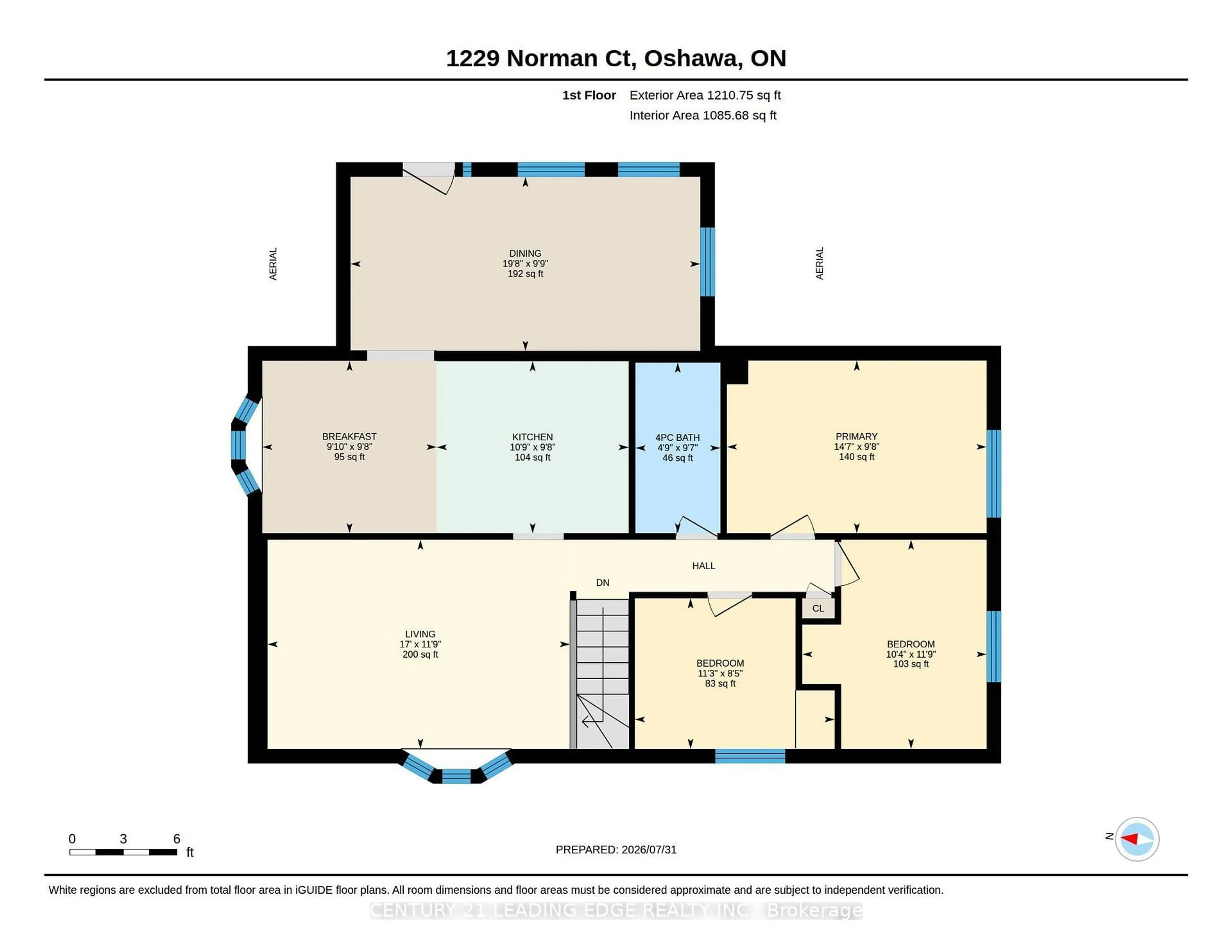 Floor plan for 1229 Norman Crt, Oshawa Ontario L1H 7X2