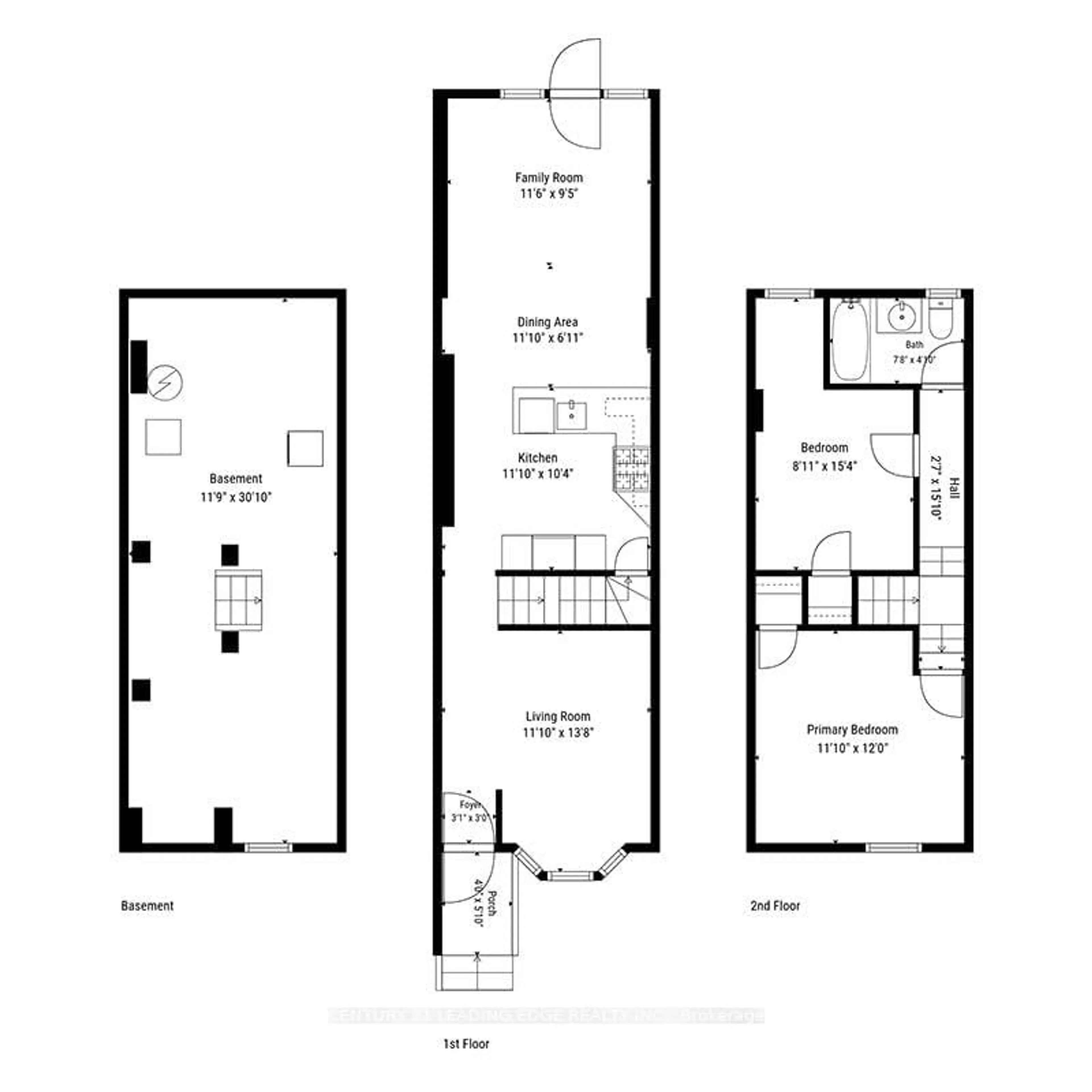 Floor plan for 93 Muriel Ave, Toronto Ontario M4J 2Y3