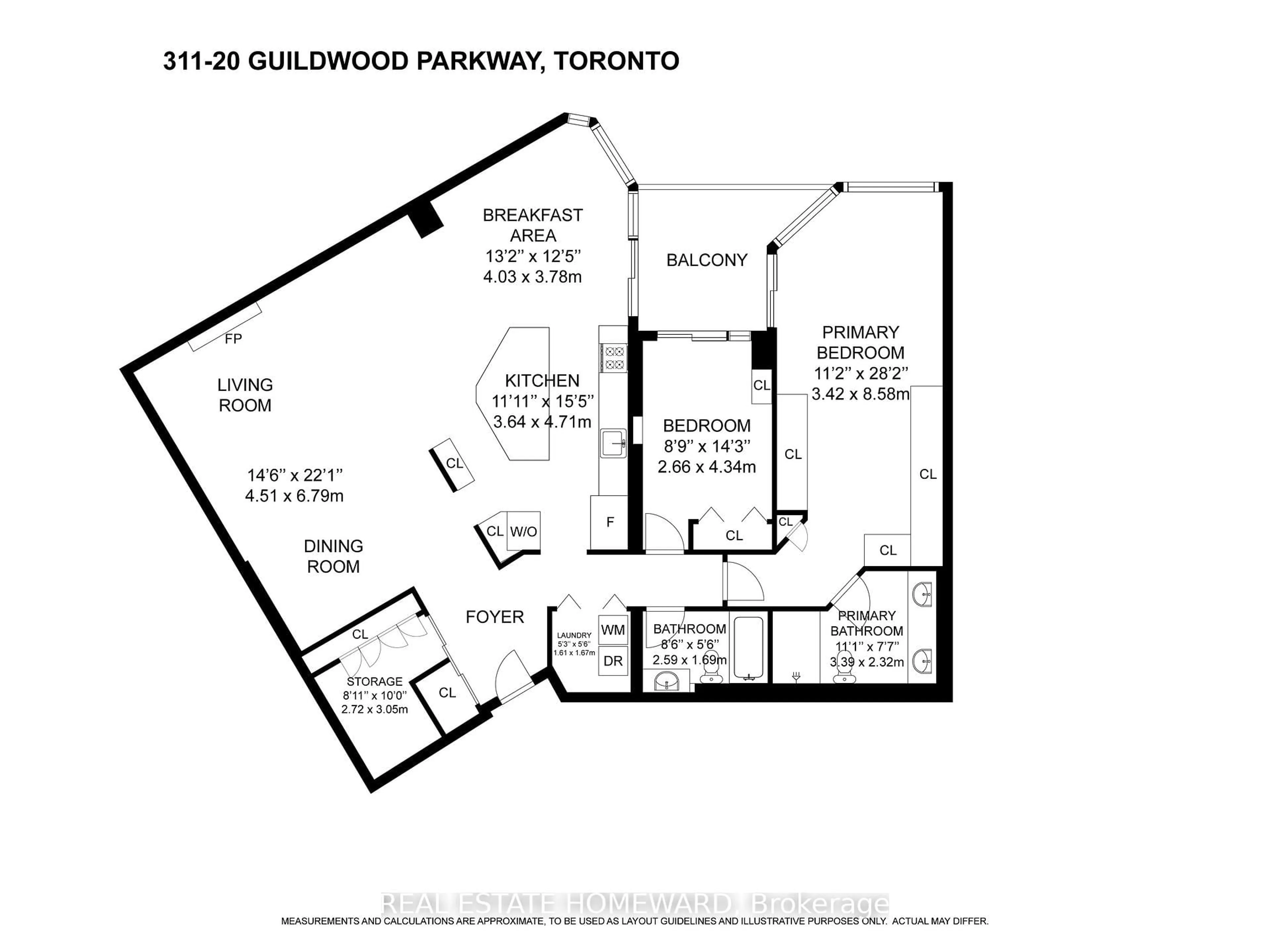 Floor plan for 20 Guildwood Pkwy #311, Toronto Ontario M1E 5B6
