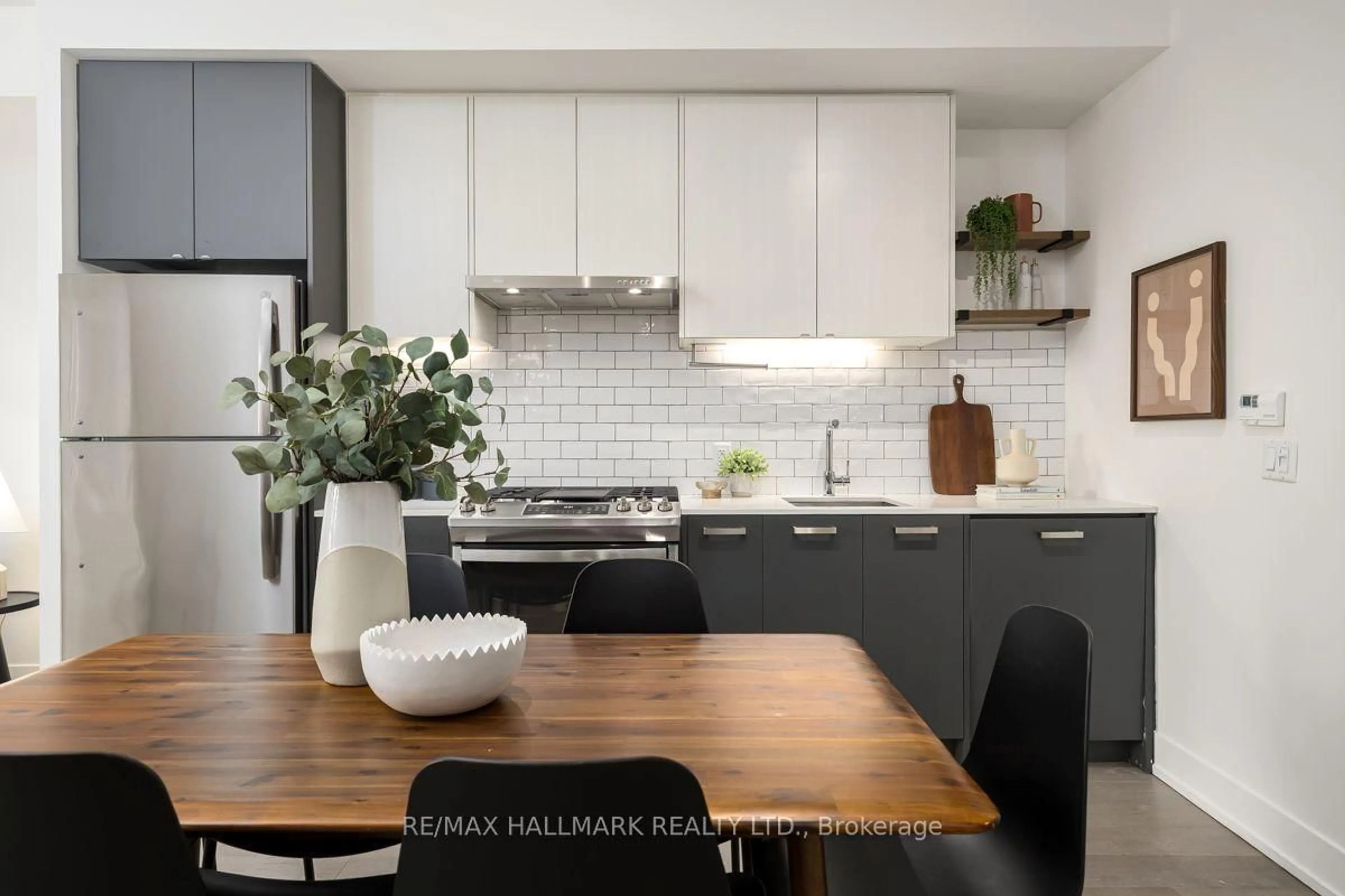 Contemporary kitchen, ceramic/tile floor for 1331 Queen St #403, Toronto Ontario M4L 0B1
