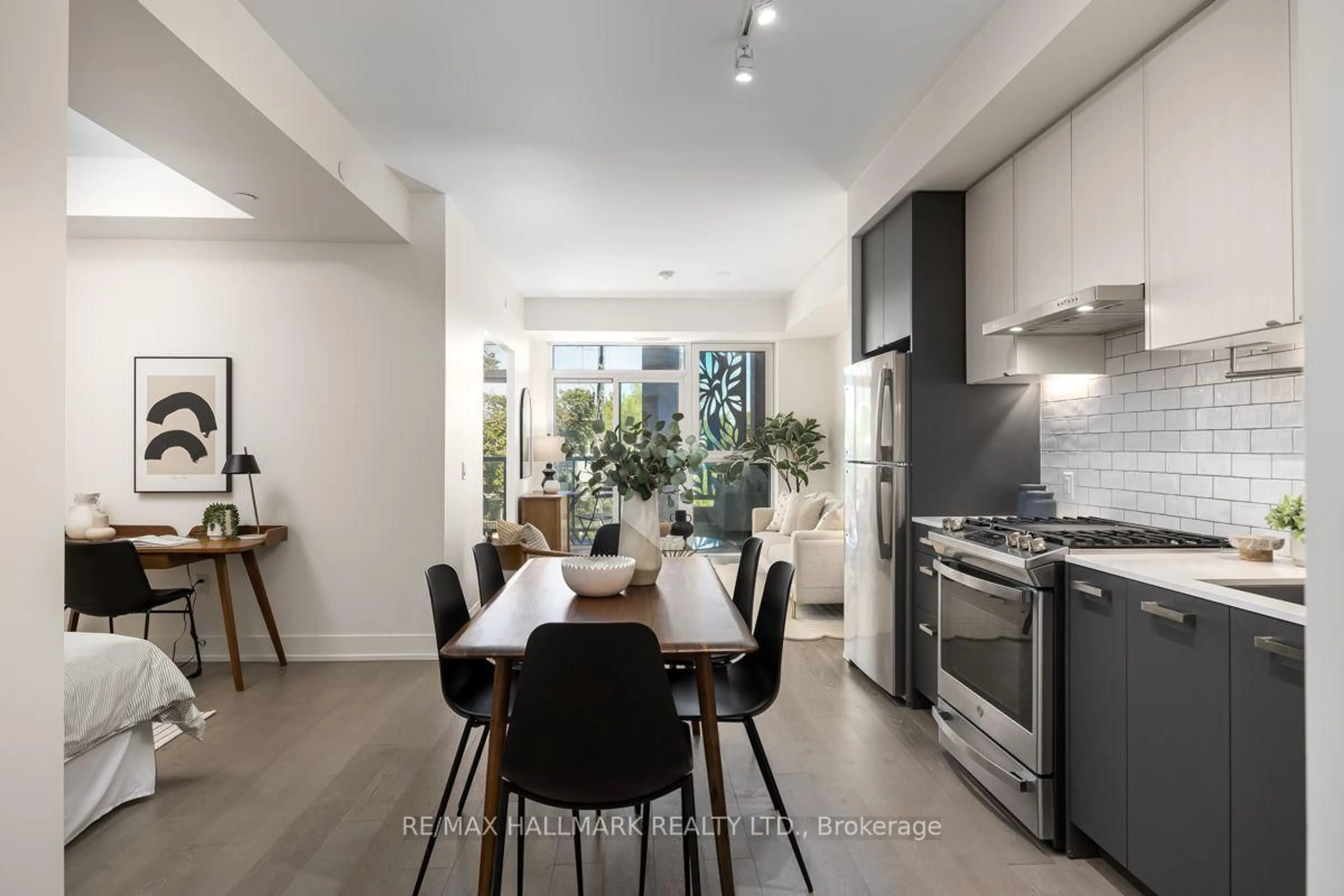 Contemporary kitchen, ceramic/tile floor for 1331 Queen St #403, Toronto Ontario M4L 0B1