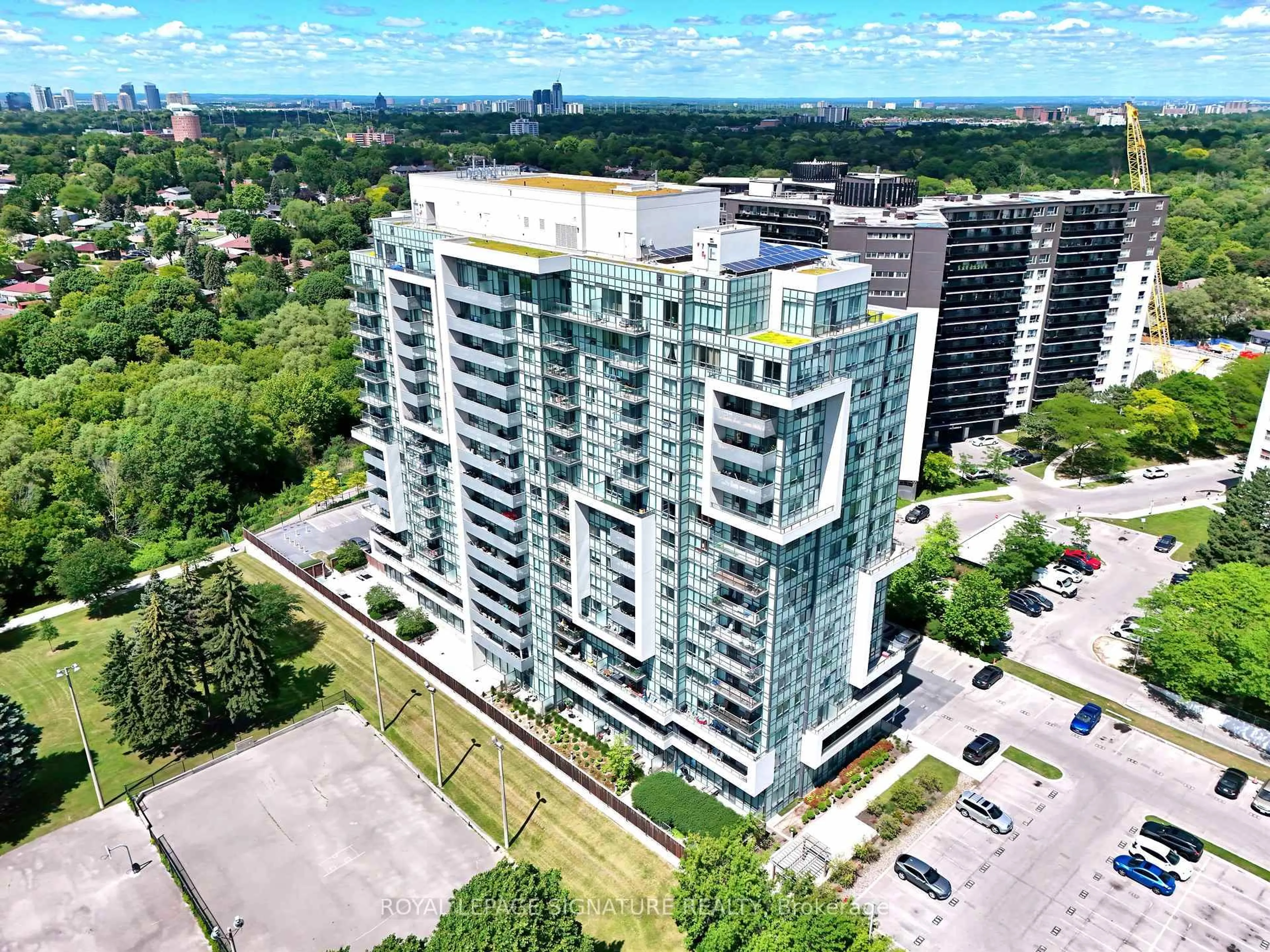 A pic from outside/outdoor area/front of a property/back of a property/a pic from drone, city buildings view from balcony for 1346 Danforth Rd #812, Toronto Ontario M1J 0A9