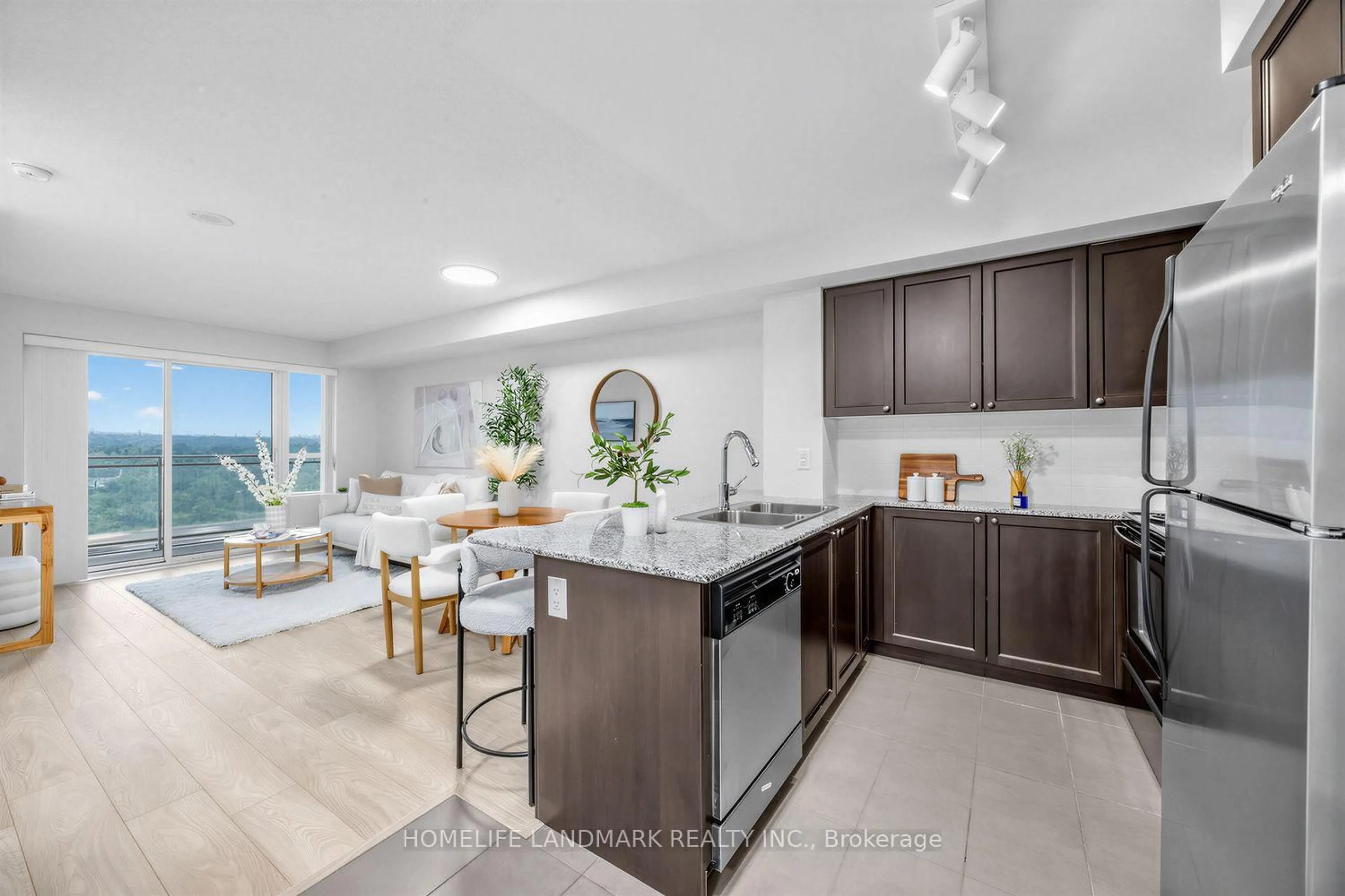 Open concept kitchen, ceramic/tile floor for 1235 Bayly St #807, Pickering Ontario L1W 1L7