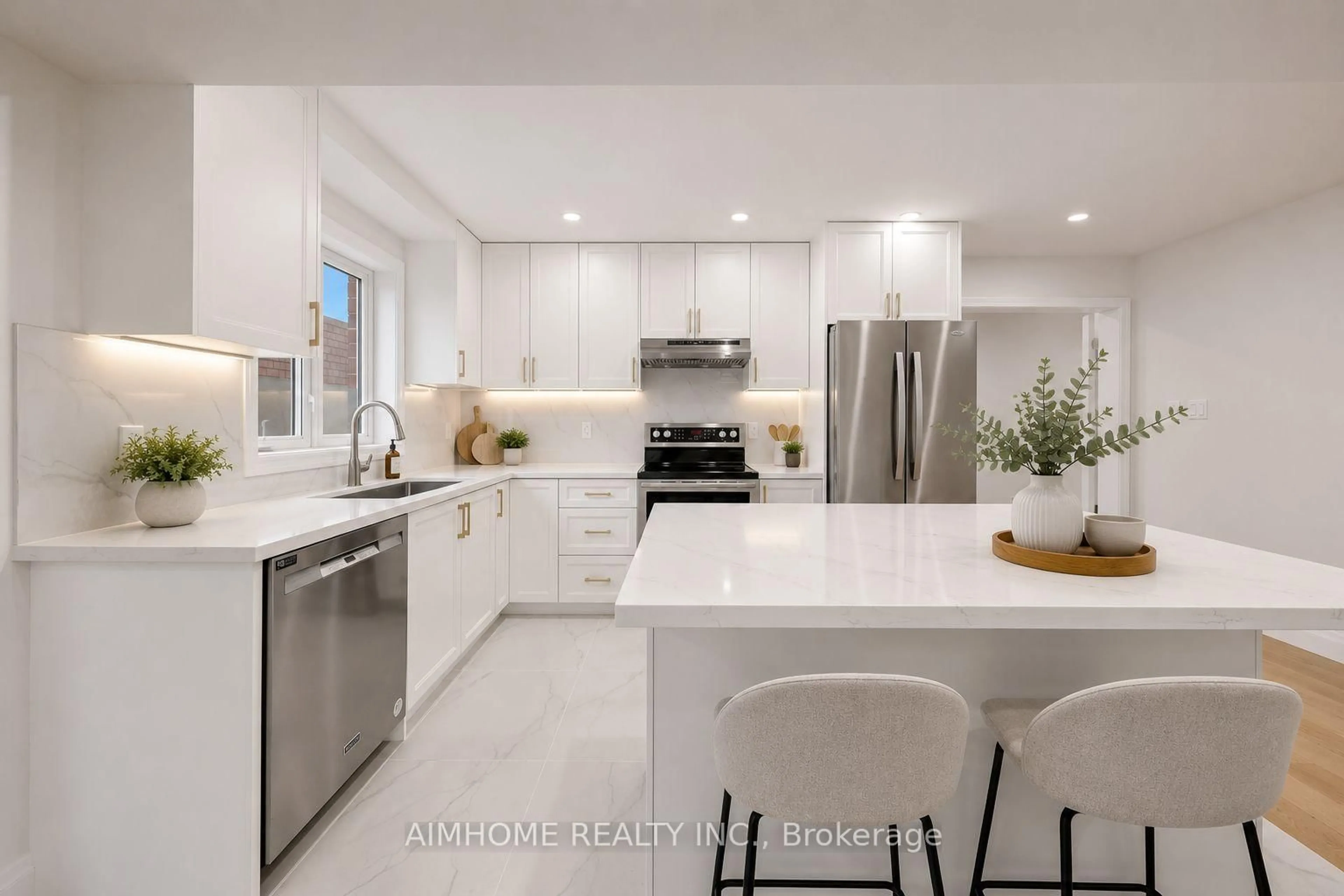 Open concept kitchen, ceramic/tile floor for 106 Highhill Dr, Toronto Ontario M1T 1N7
