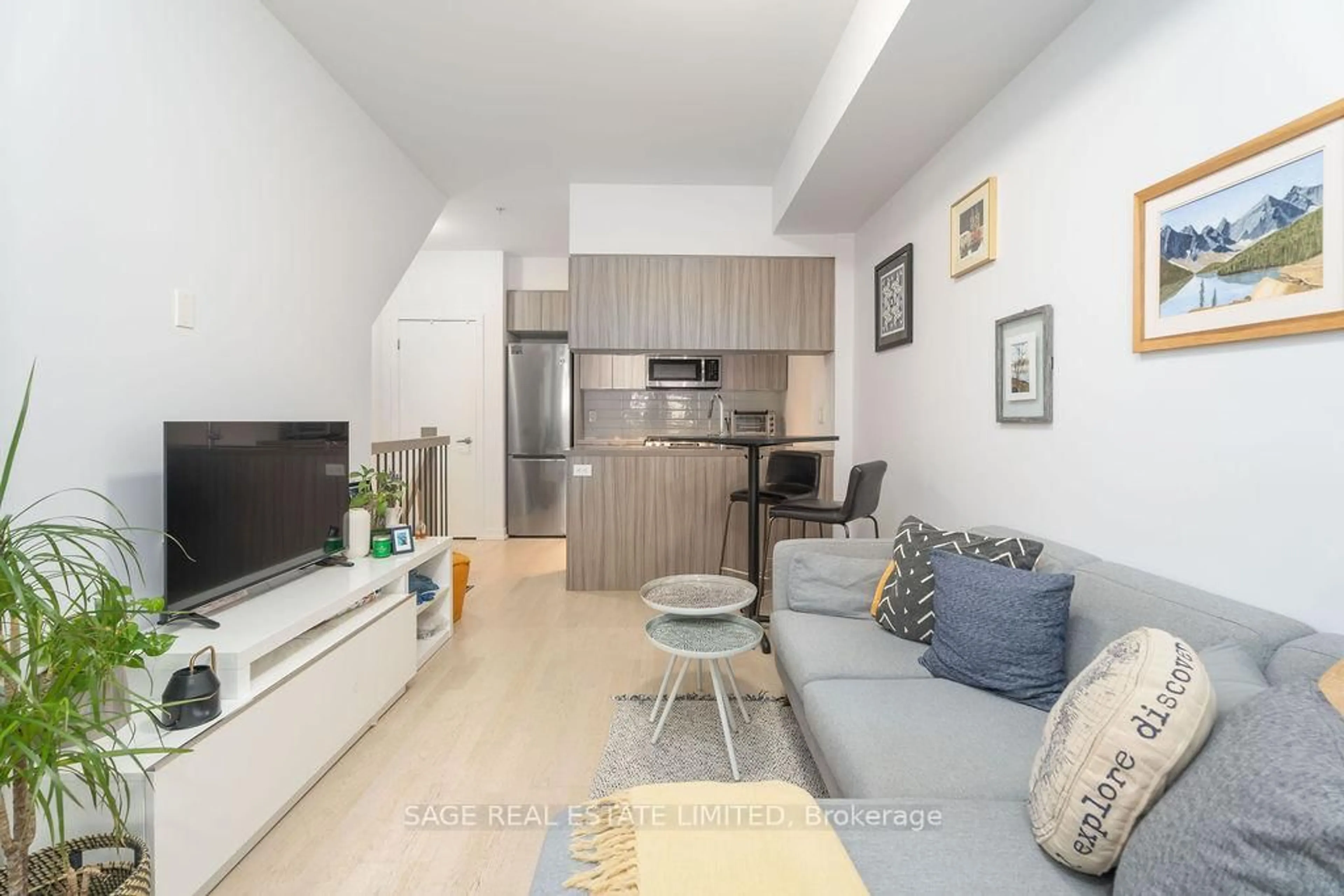 Living room with furniture, unknown for 150 Broadview Ave #Th3, Toronto Ontario M4M 0A9