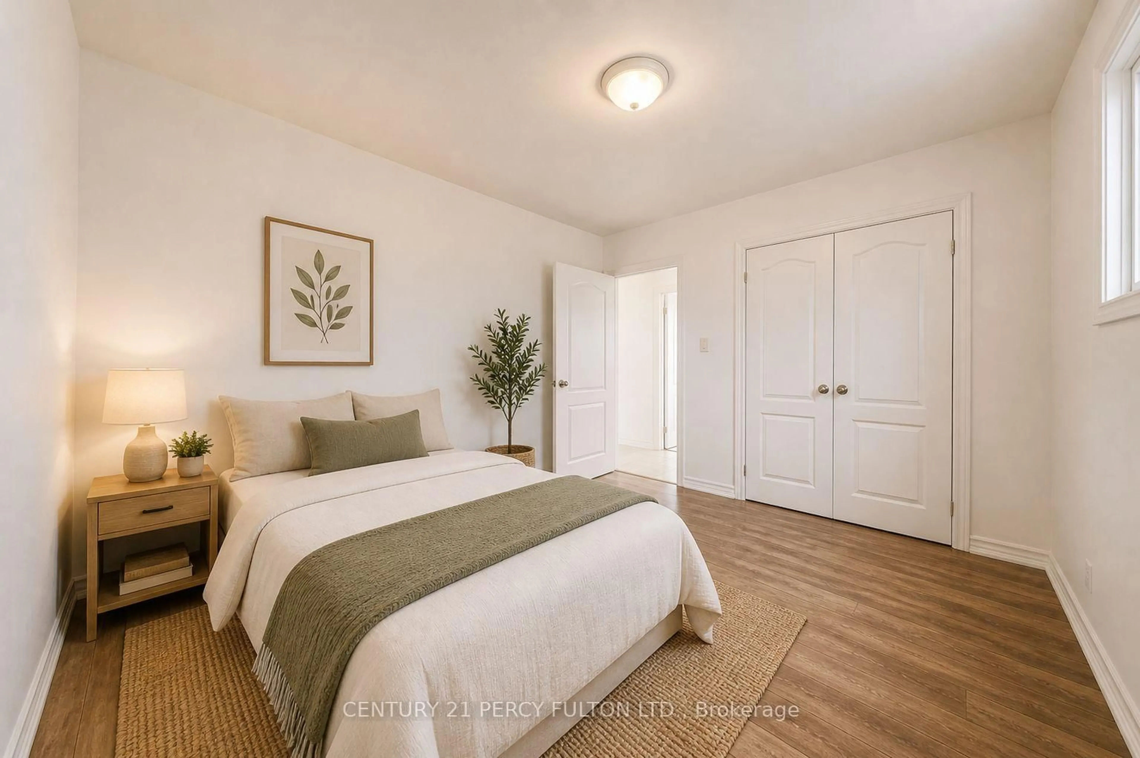 Bedroom with bed, wood/laminate floor for 381 Conant St, Oshawa Ontario L1H 3S8