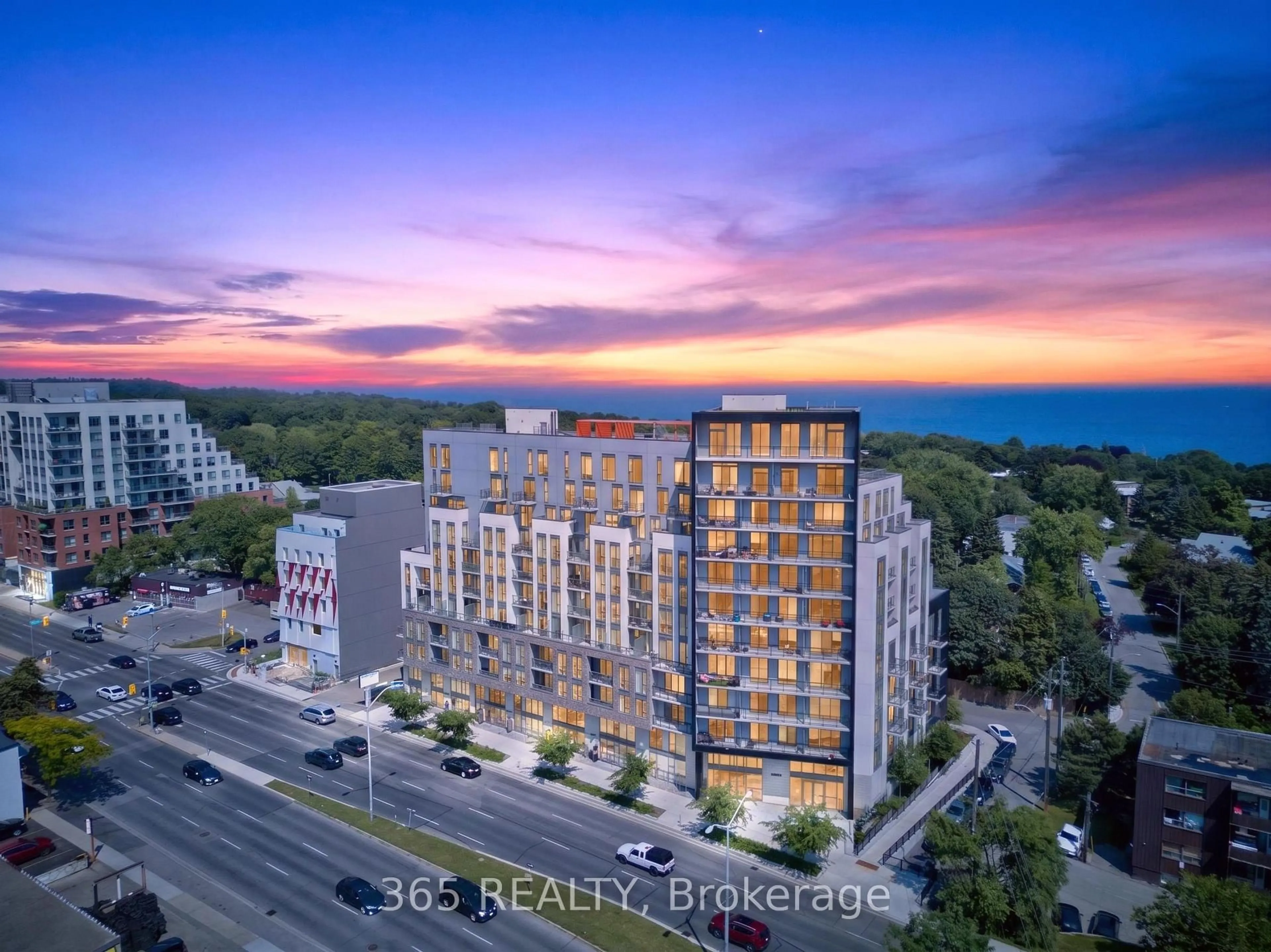 A pic from outside/outdoor area/front of a property/back of a property/a pic from drone, building for 90 Glen Everest Rd #405, Toronto Ontario M1N 1T7