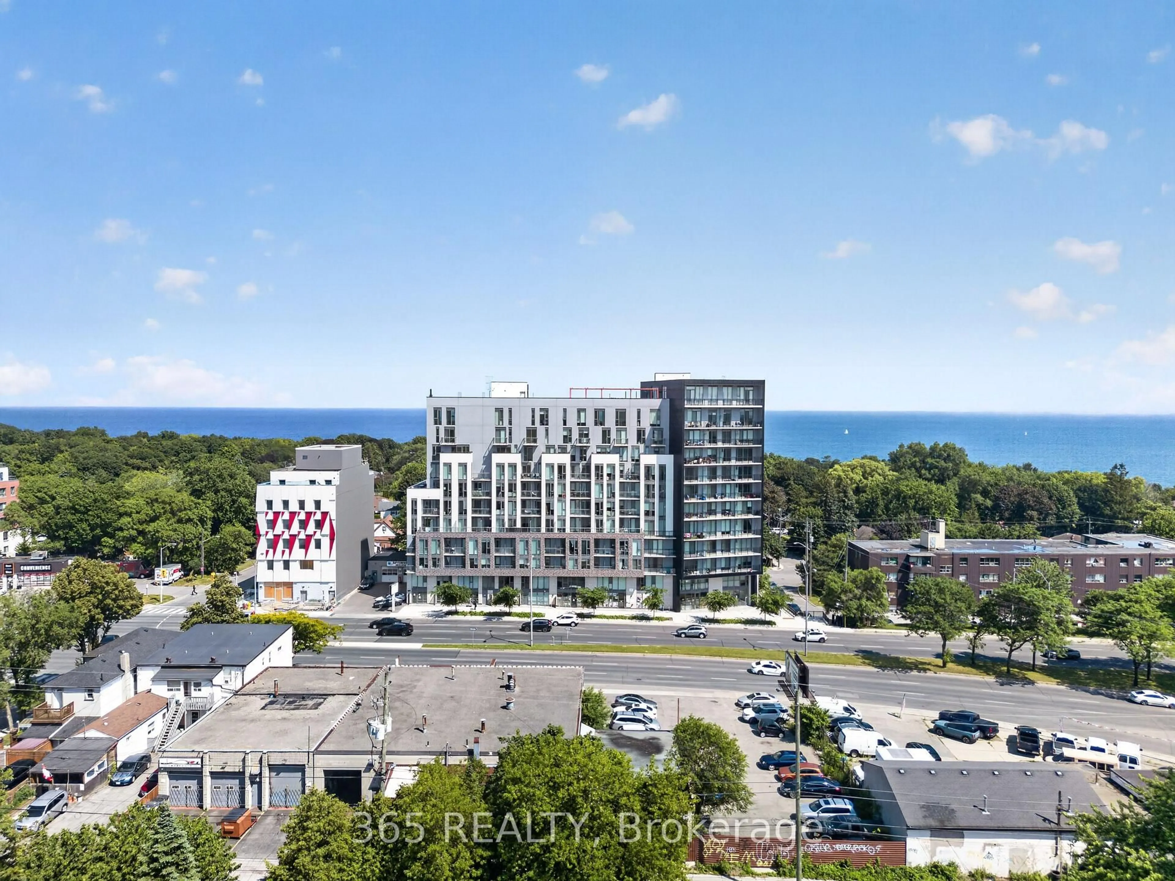 A pic from outside/outdoor area/front of a property/back of a property/a pic from drone, city buildings view from balcony for 90 Glen Everest Rd #405, Toronto Ontario M1N 1T7