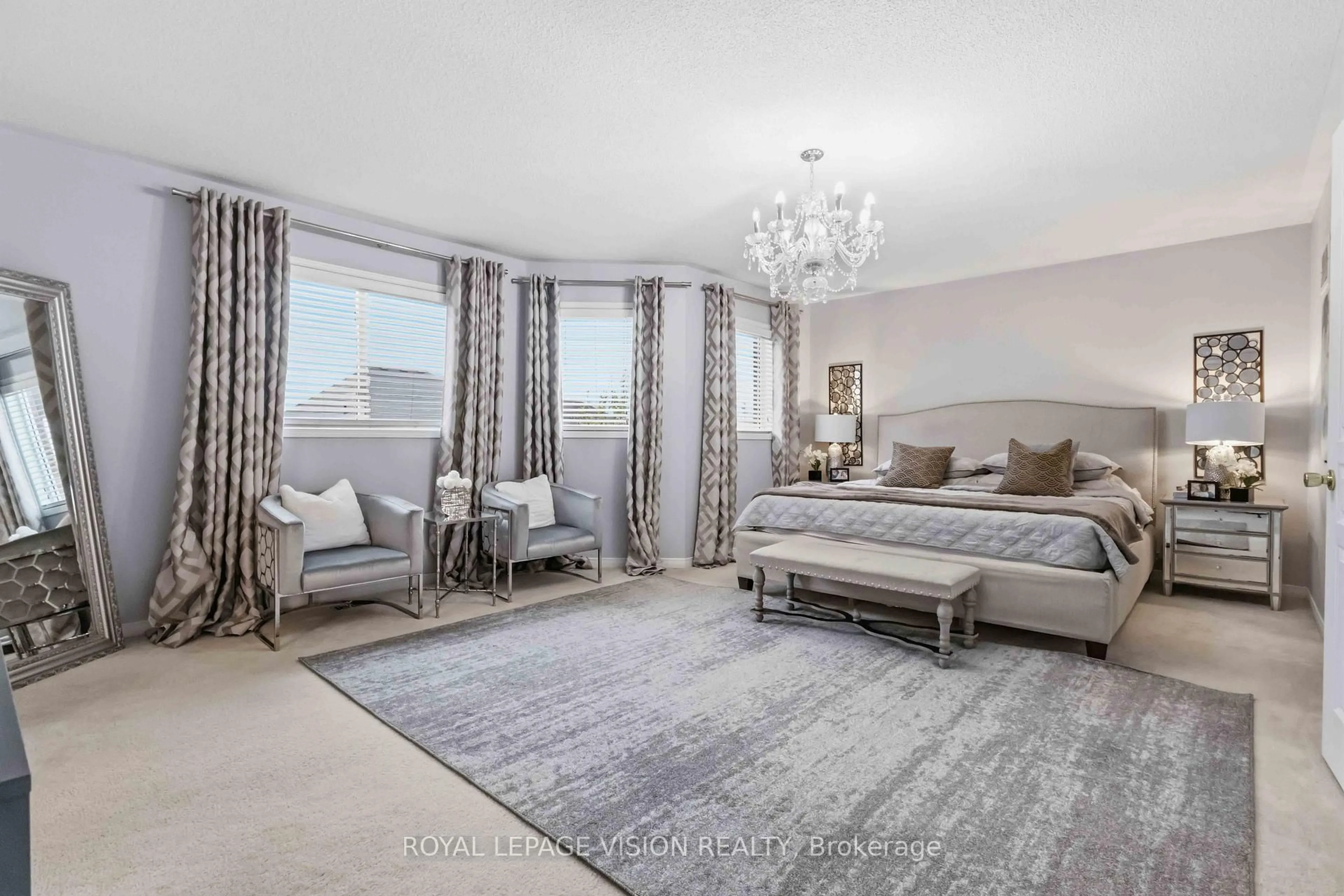 Bedroom with bed, carpet floor for 55 Medland Ave, Whitby Ontario L1P 1S7