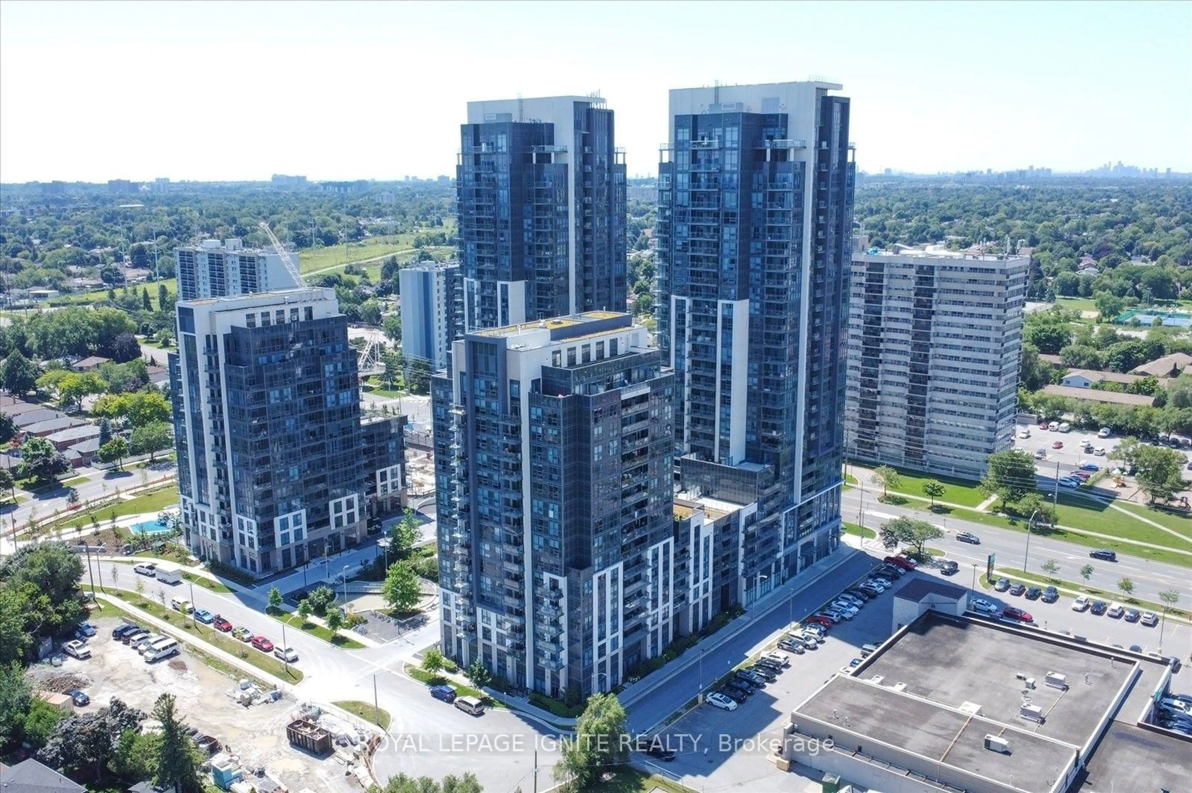 A pic from outside/outdoor area/front of a property/back of a property/a pic from drone, city buildings view from balcony for 30 Meadowglen Pl #1110, Toronto Ontario M1G 0A6