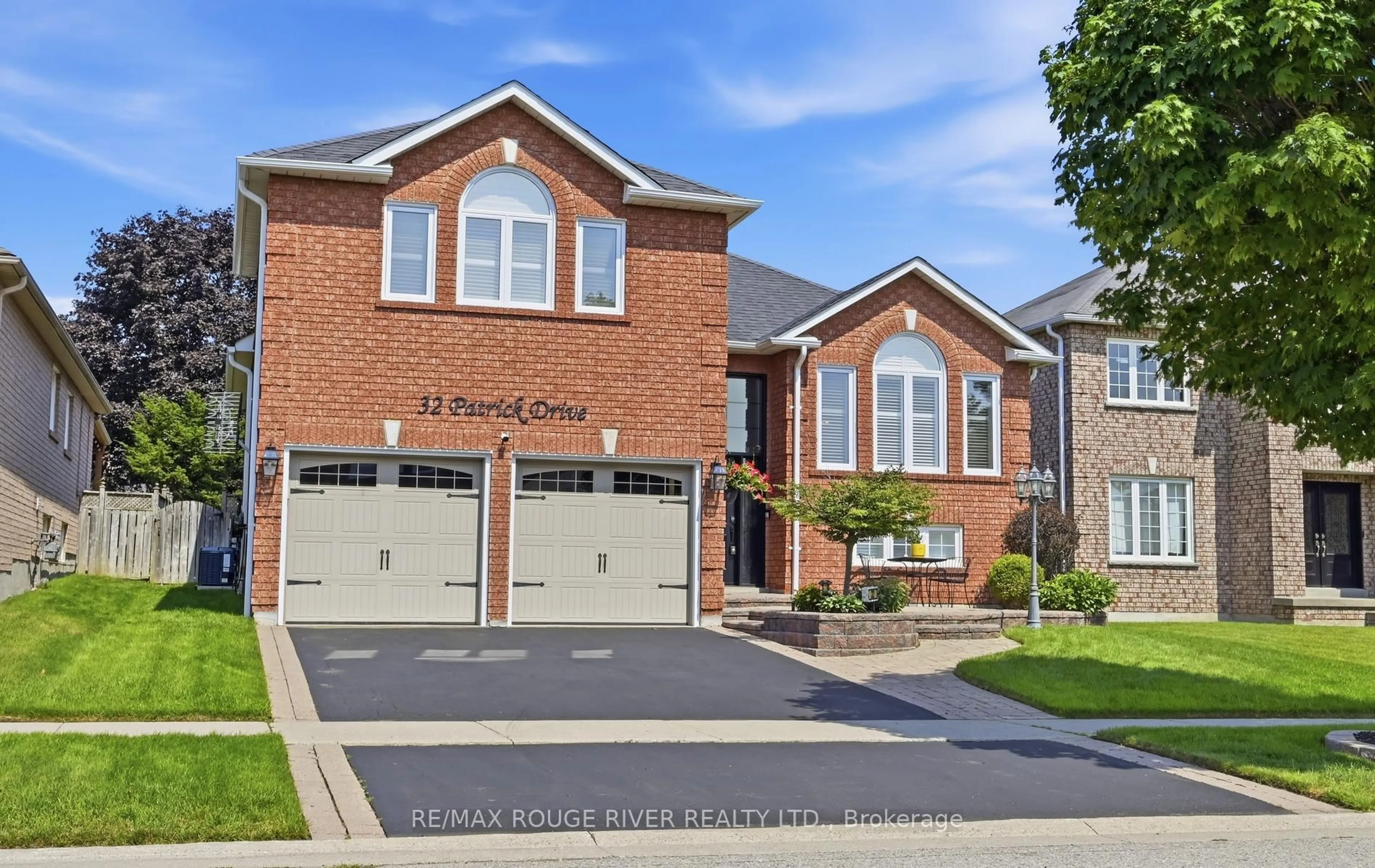 Home with brick exterior material, street for 32 Patrick Dr, Whitby Ontario L1R 2L2