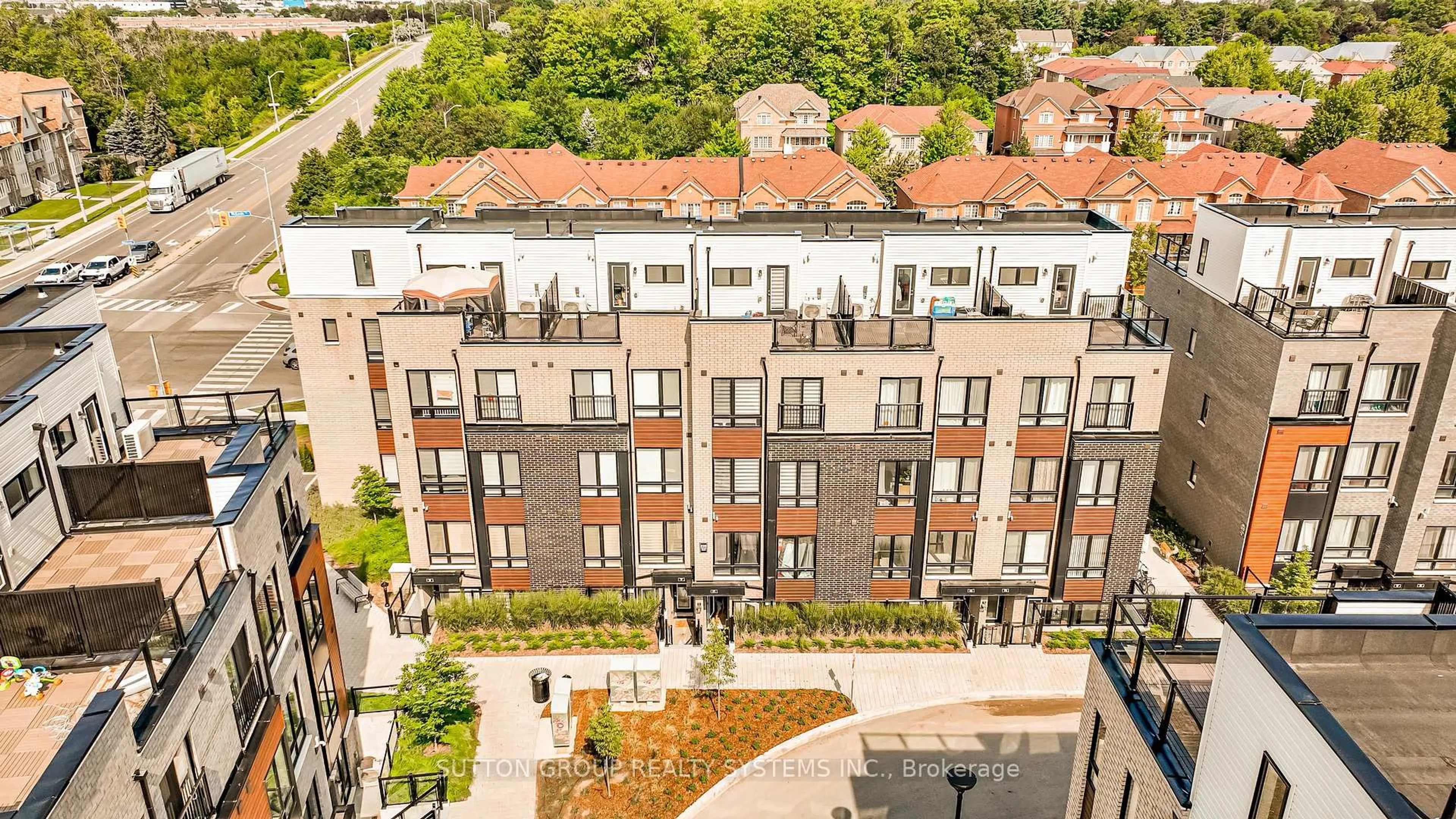 A pic from outside/outdoor area/front of a property/back of a property/a pic from drone, city buildings view from balcony for 235 McLevin Ave #11, Toronto Ontario M1B 0E8