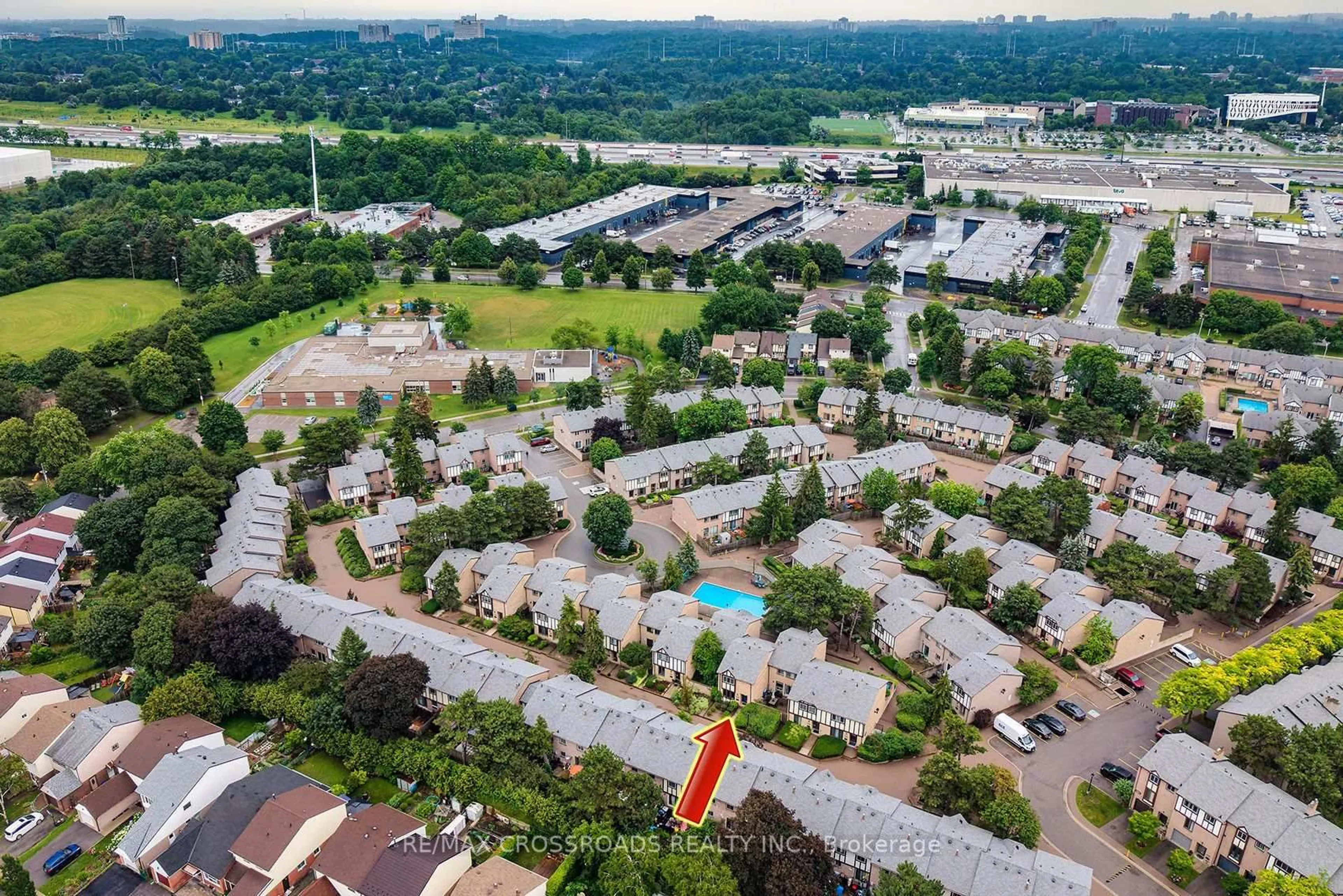 A pic from outside/outdoor area/front of a property/back of a property/a pic from drone, city buildings view from balcony for 100 Burrows Hall Blvd #93, Toronto Ontario M1B 1M7